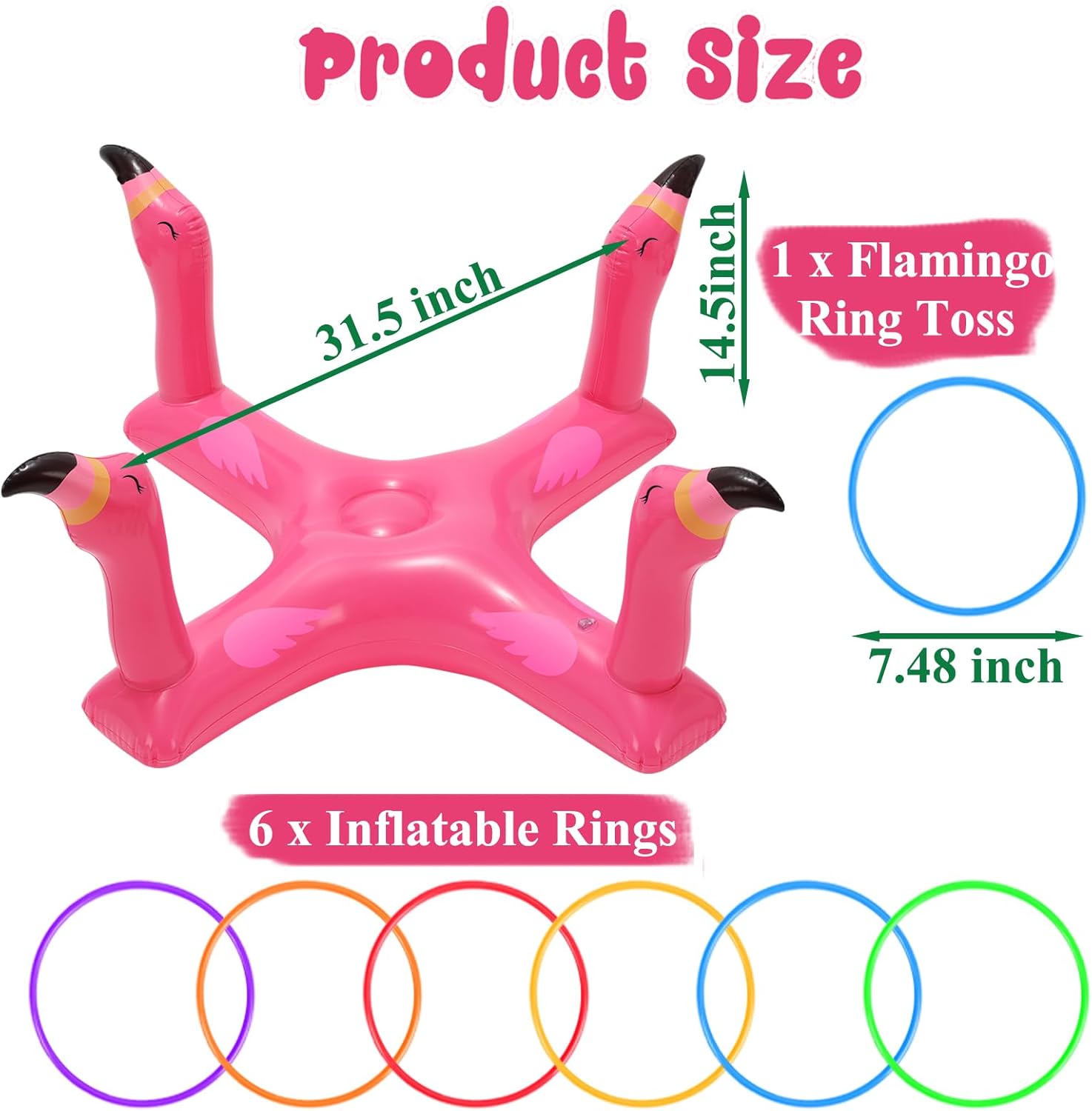 Inflatable Pool Ring Toss Game with 6Pcs Rings
