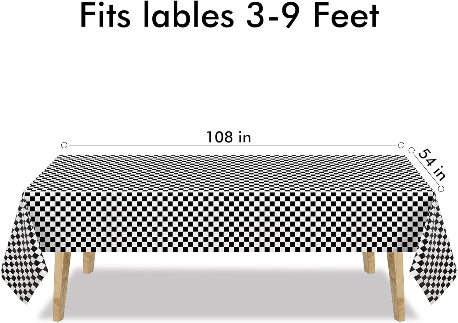 GREATERIL Checkered Party Table Covers 54x108 - 2 Packs