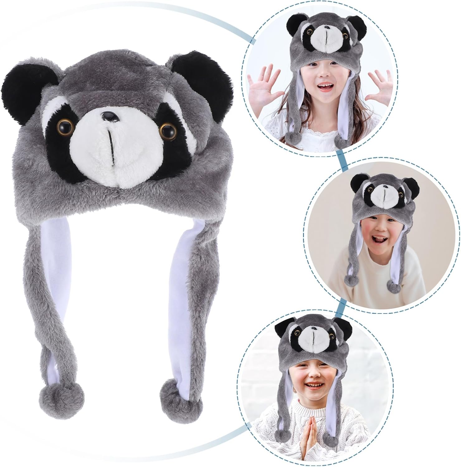 LUOZZY Plush Raccoon Hat for Kids and Adults