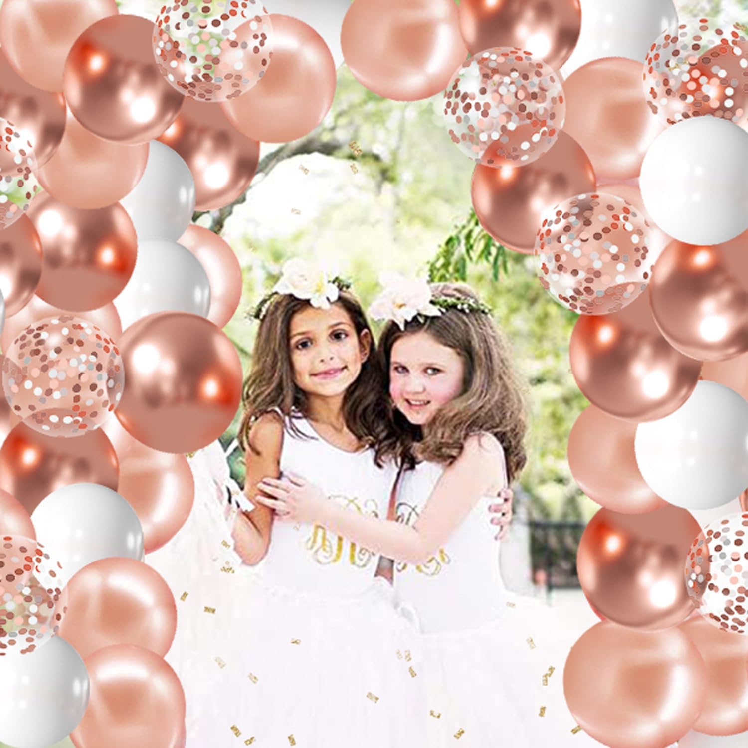 Zesliwy 50 Pack 12 Inch Rose Gold Balloons with 33 Feet Ribbon