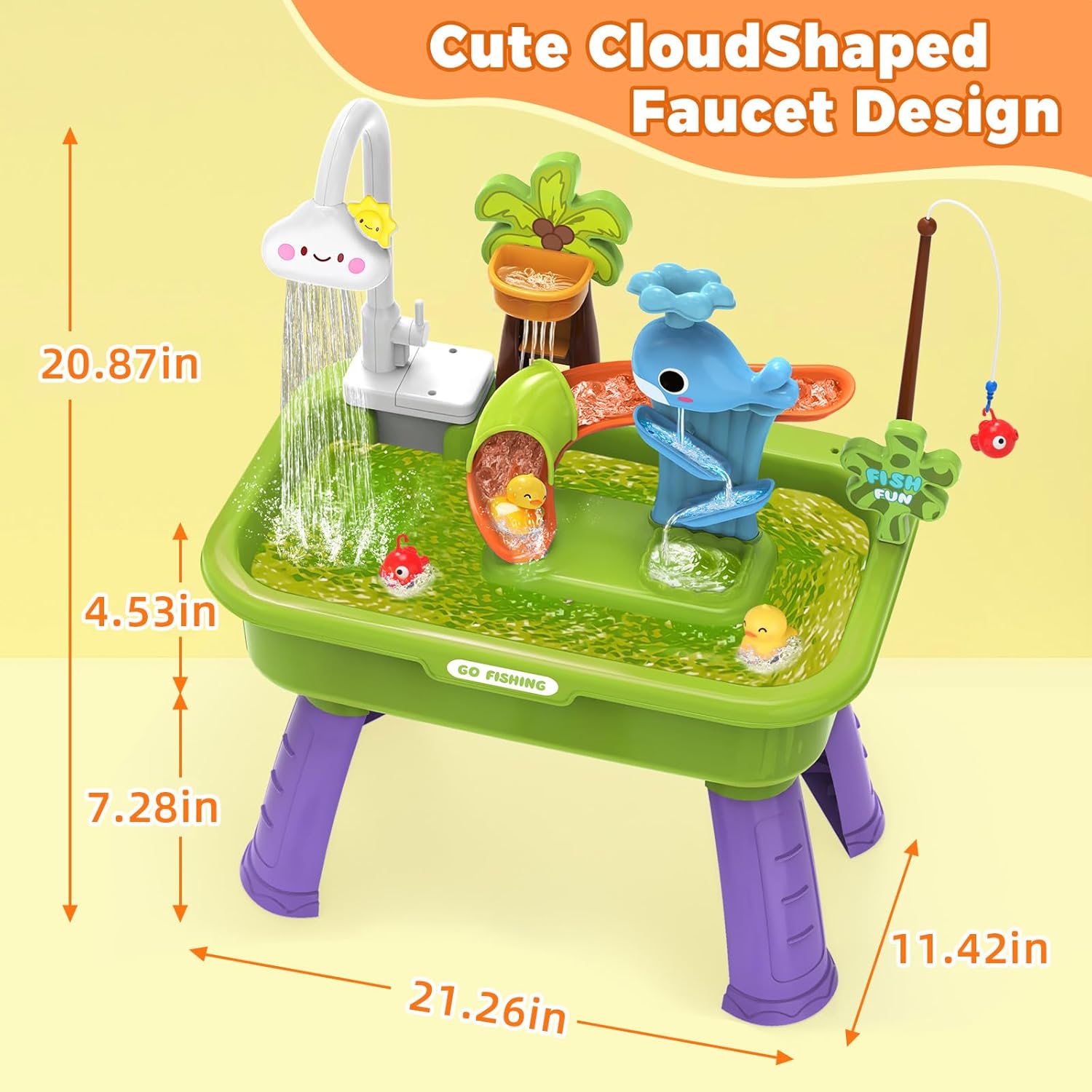 Water Table for Toddlers 1-3 with Pump and Fishing Game