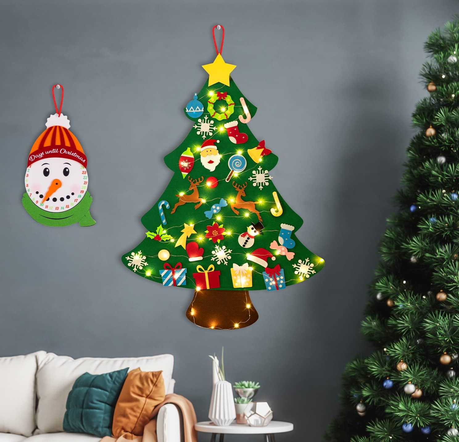 Jollylife 3ft DIY Felt Christmas Tree Set with Snowman Advent Calendar