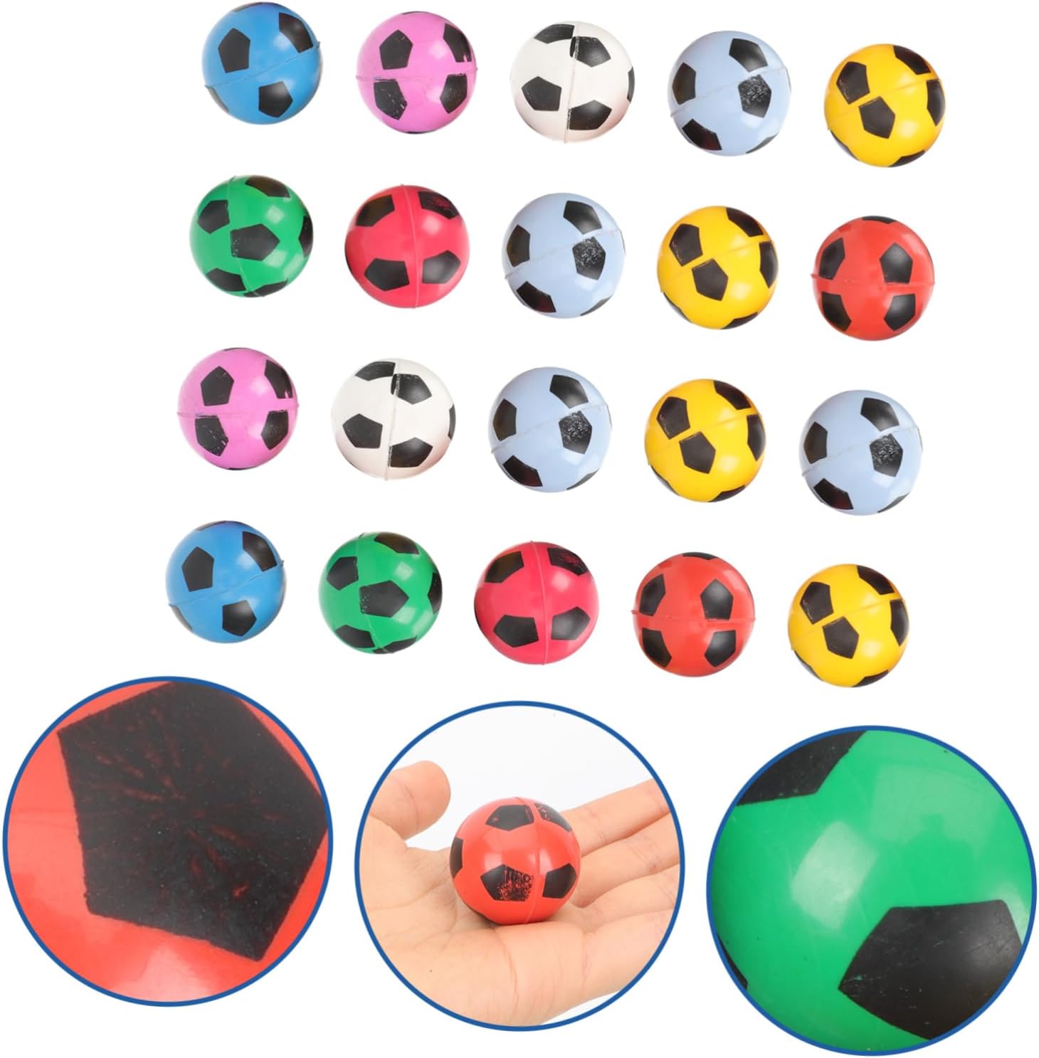 20pcs Soccer Pattern Bouncy Balls for Parties and Prizes