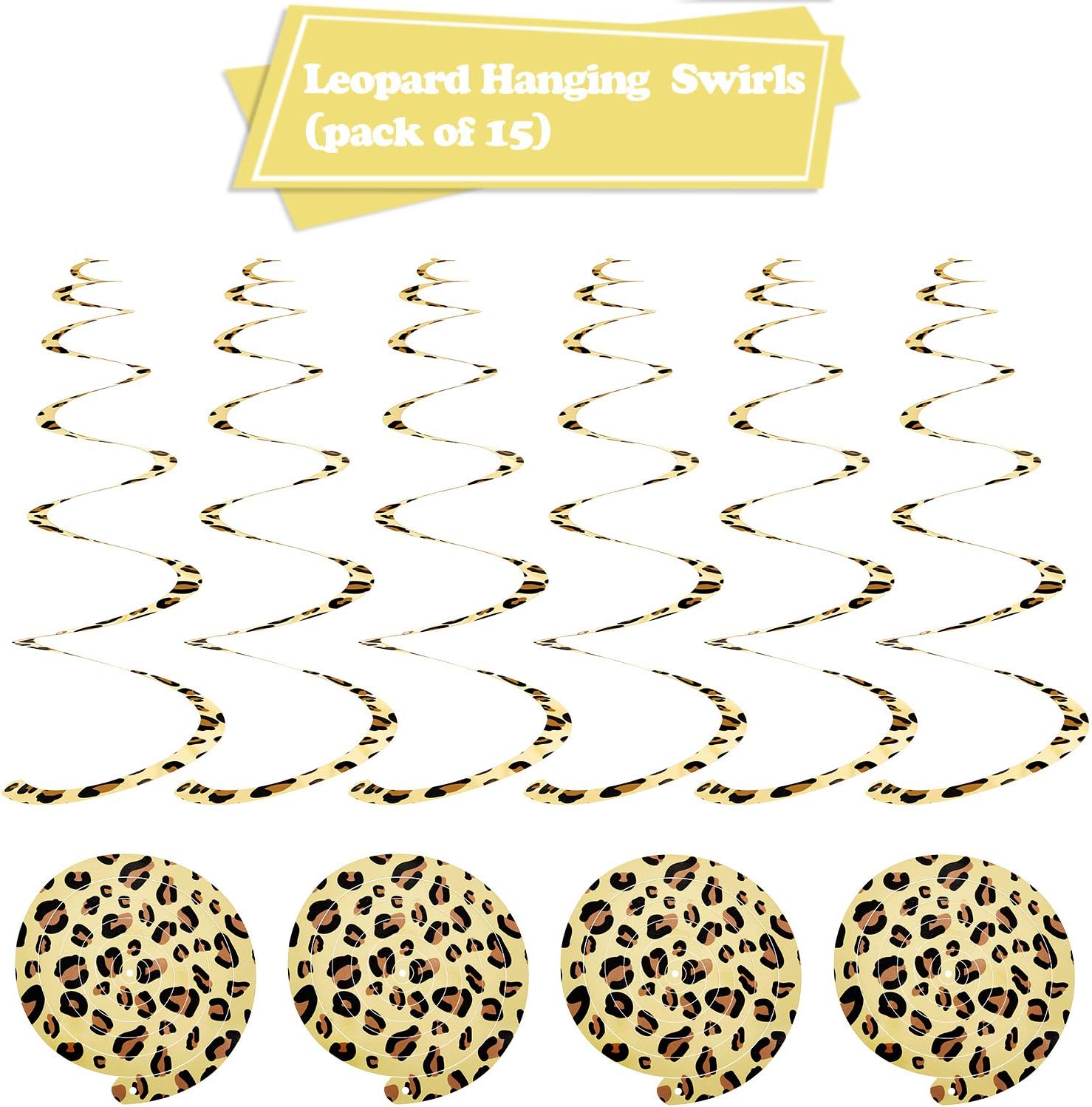 Boao 15 Pcs Leopard Print Hanging Swirls