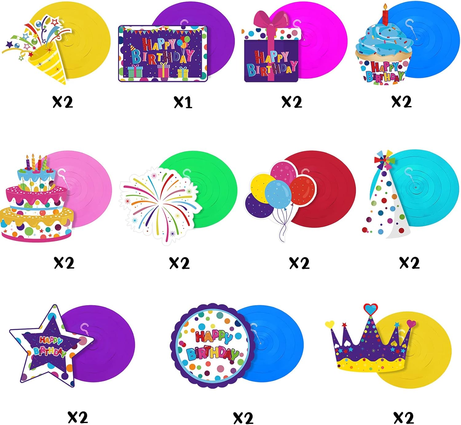 Outus 30 Pcs Birthday Foil Streamer Decorations