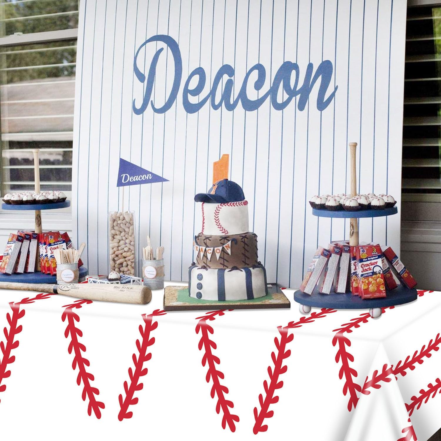 4 Pack Baseball Tablecloths - Rectangular Sports Party Covers for Kids