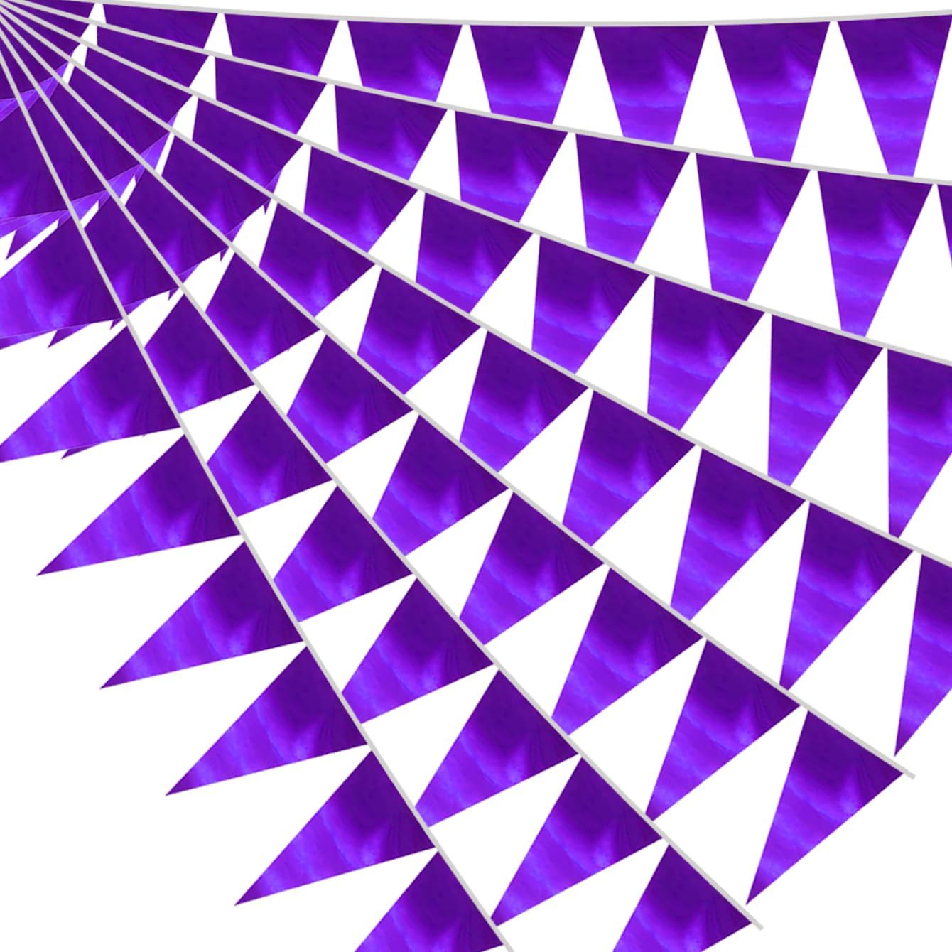 40M Purple Triangle Pennant Banner Garland for Celebrations