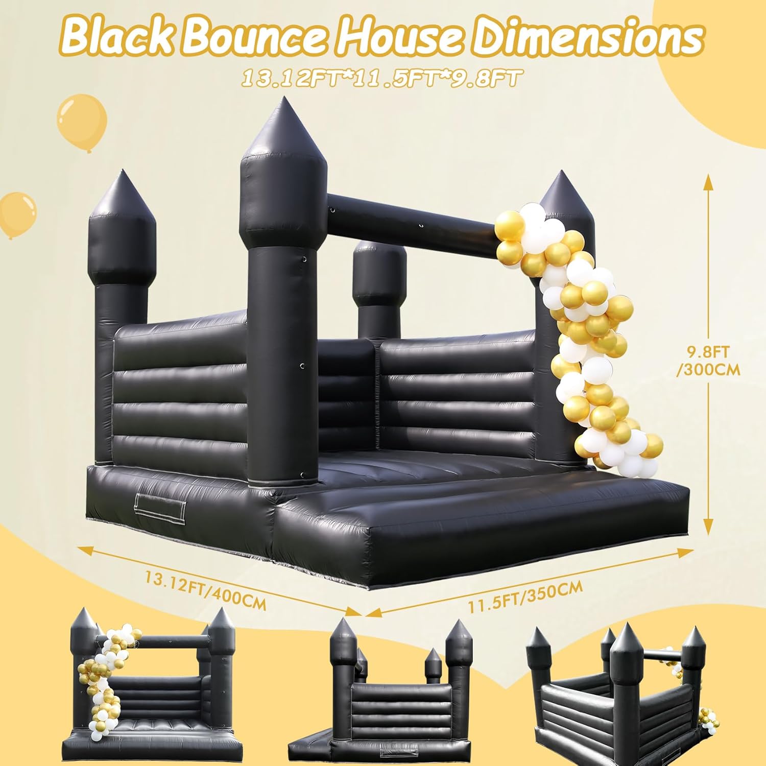 13FT Commercial Inflatable Black Bounce House for Halloween and Birthday Parties