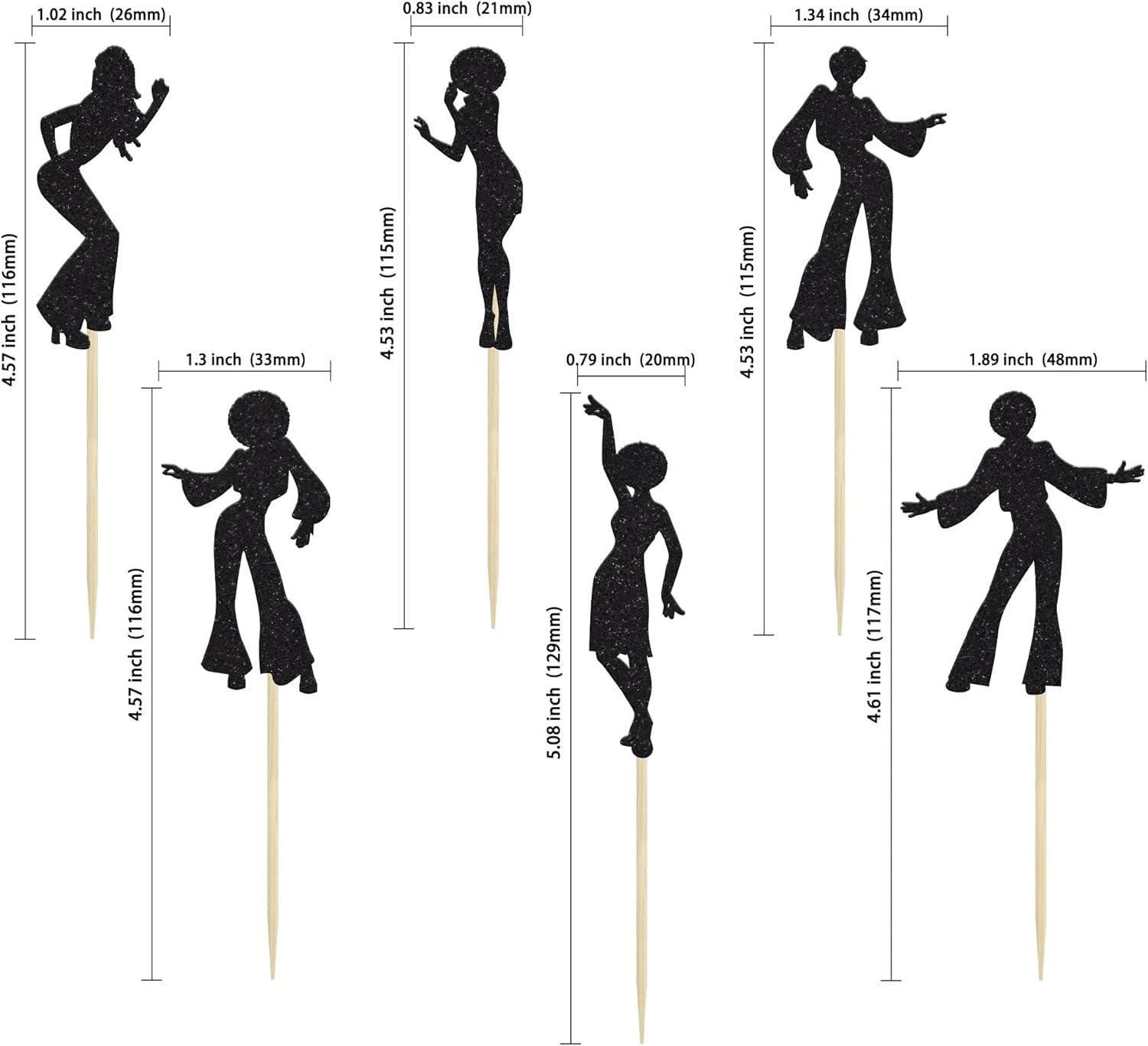 Gyufise 24Pcs 70s Disco Dancing Cupcake Toppers