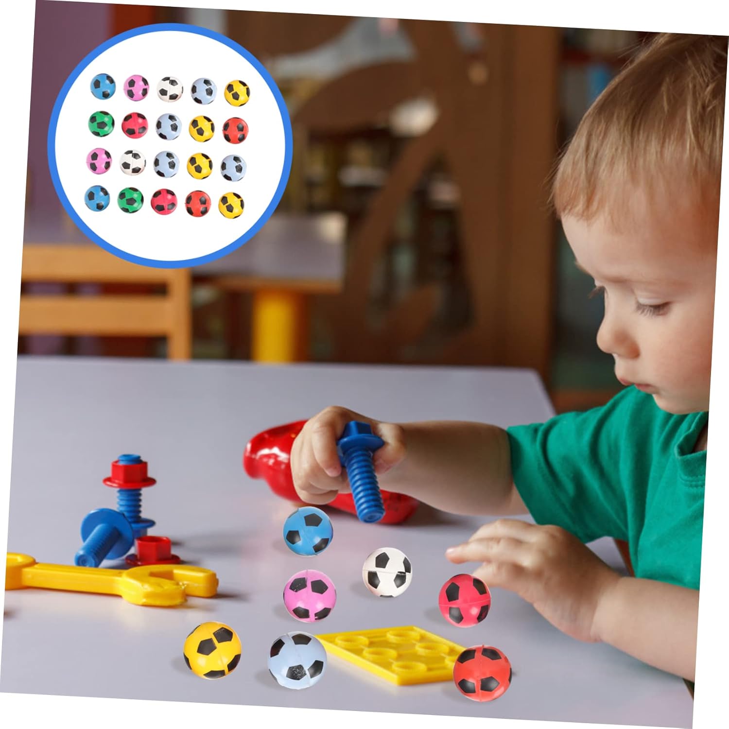 20pcs Soccer Pattern Bouncy Balls for Parties and Prizes