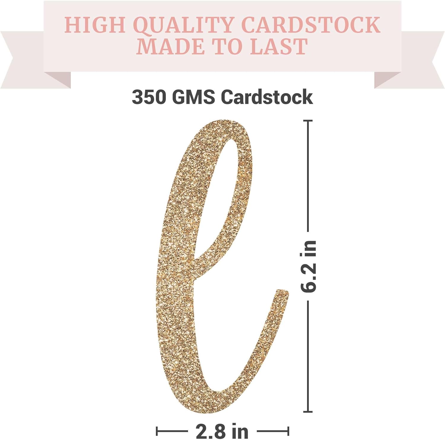 Pre-Strung Gold Glitter Wedding Banner - 8 ft Strand