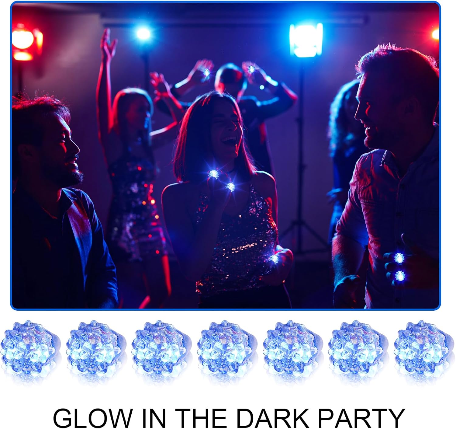 60 PCS Halloween LED Flashing Bumpy Rings with Blue Light