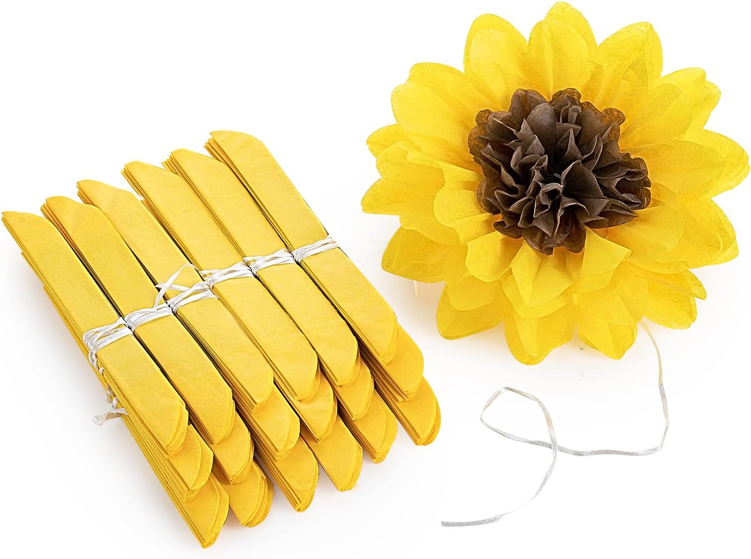 MISU Yellow Tissue Pom Poms Sunflowers for Party Decorations