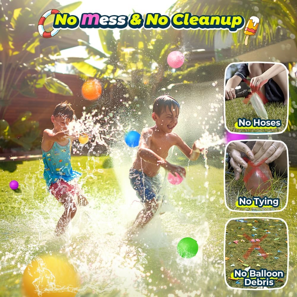 12Pcs Reusable Water Balloons for Kids Summer Pool Beach Toys
