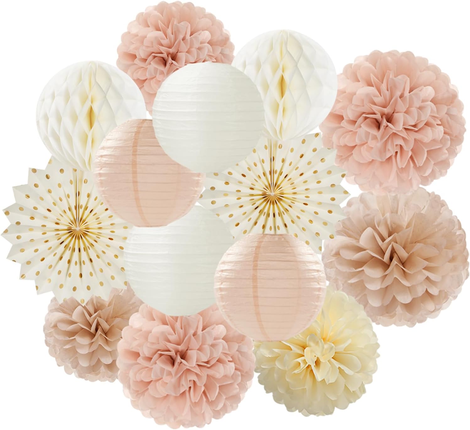 Champagne Gold Beige Peach Boho Party Decor Streamers