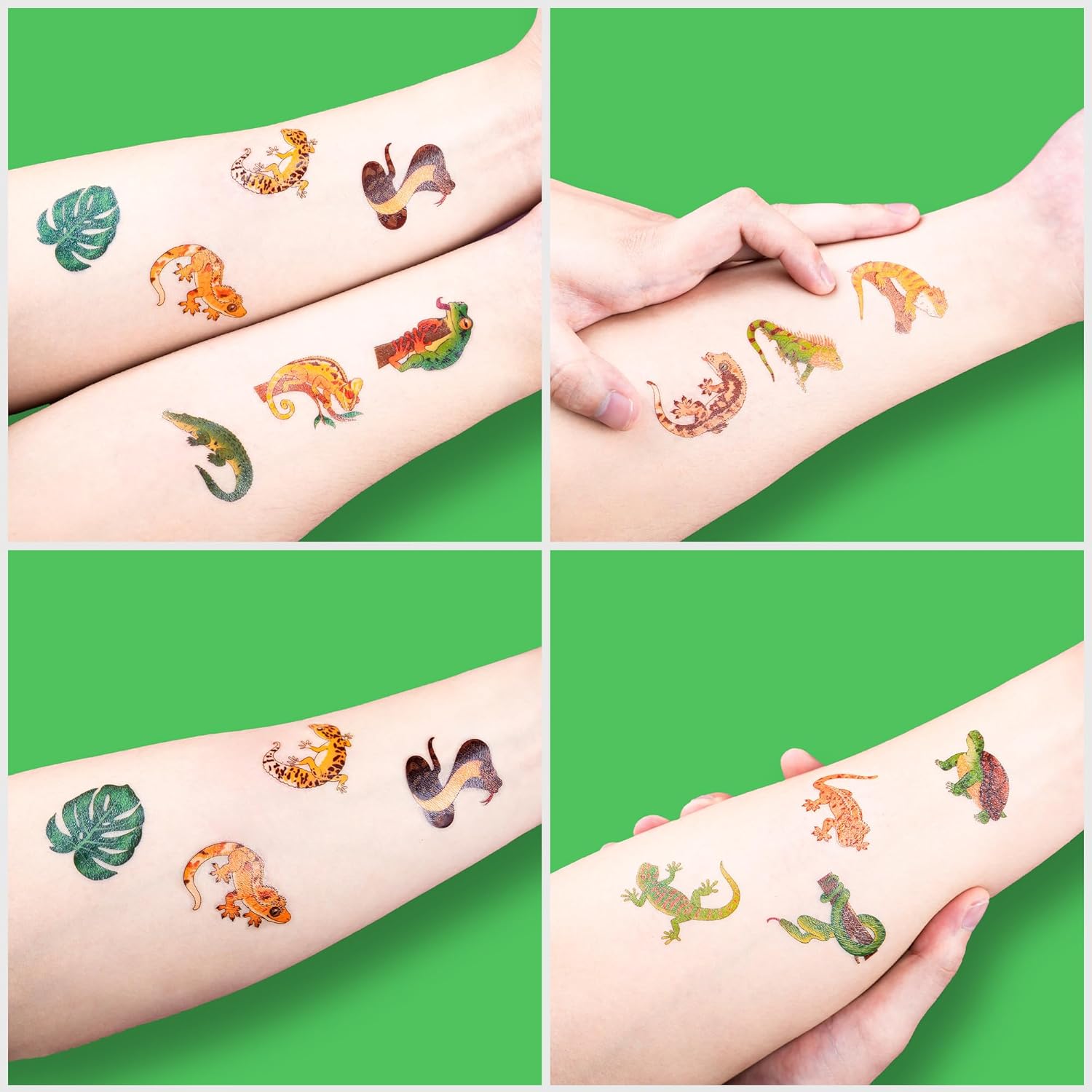 96PCS Reptile Animal Temporary Tattoos for Kids