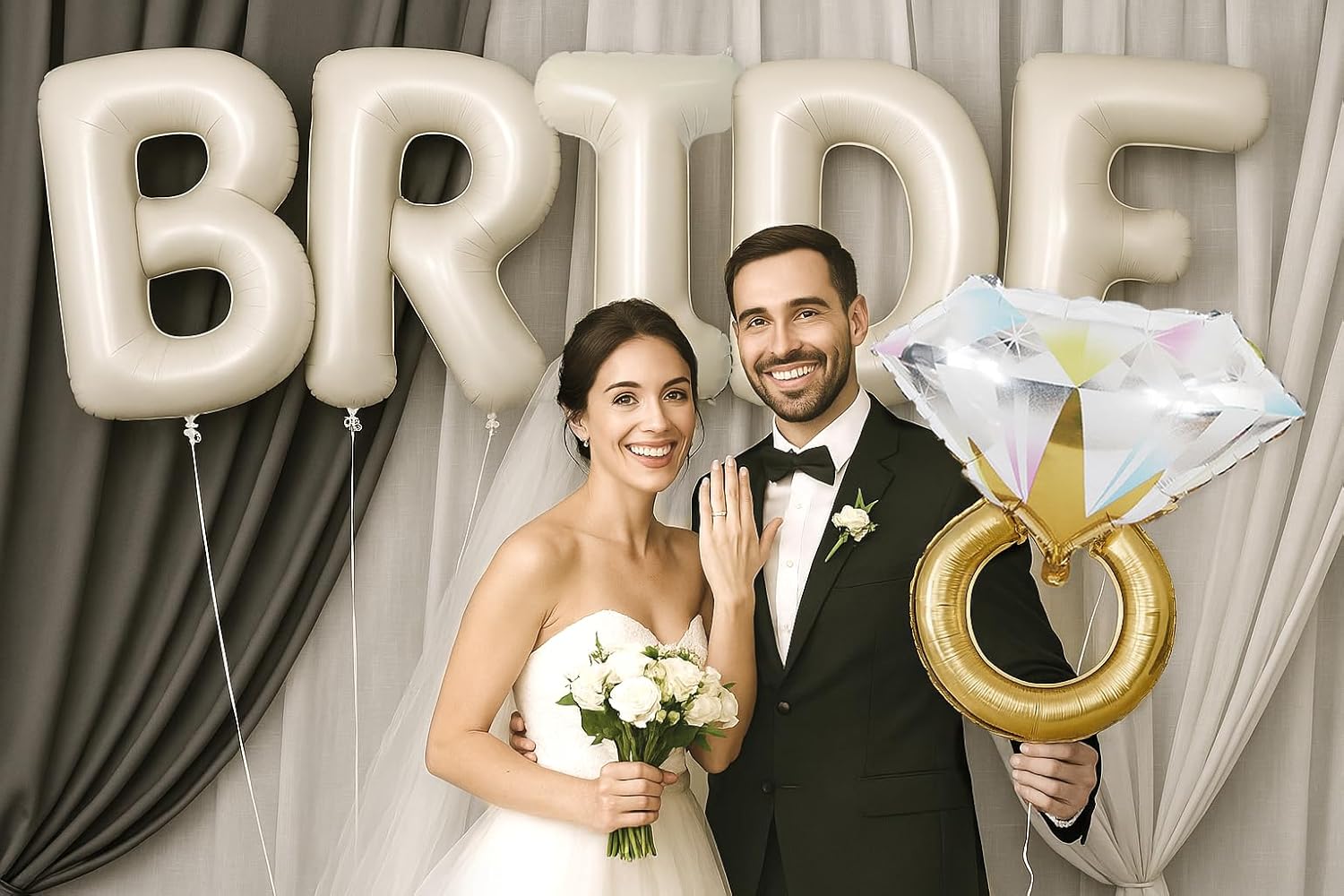 PartyForever 2 Gold Glitter Bachelorette Balloons Kit
