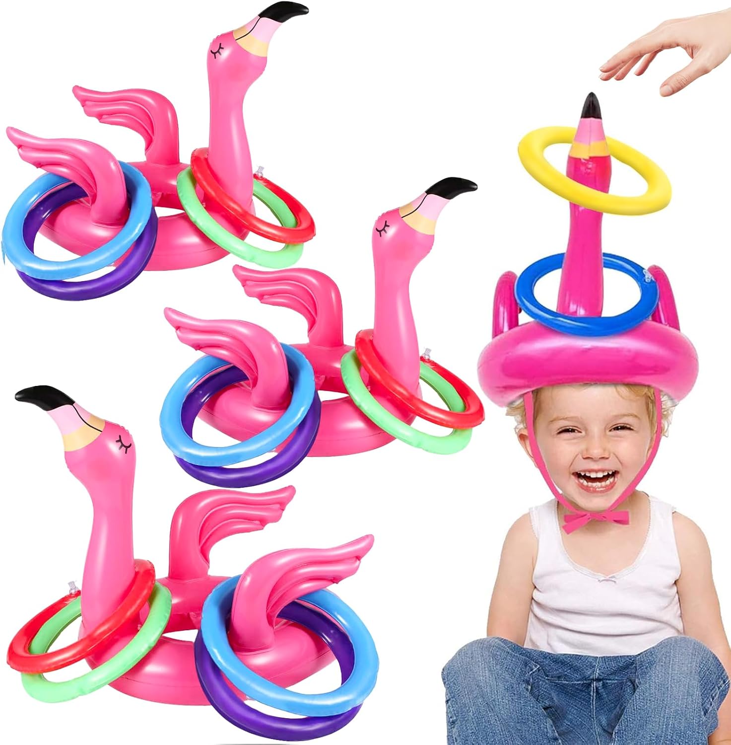 Camlinbo 15 Pcs Inflatable Flamingo Pool Game Set