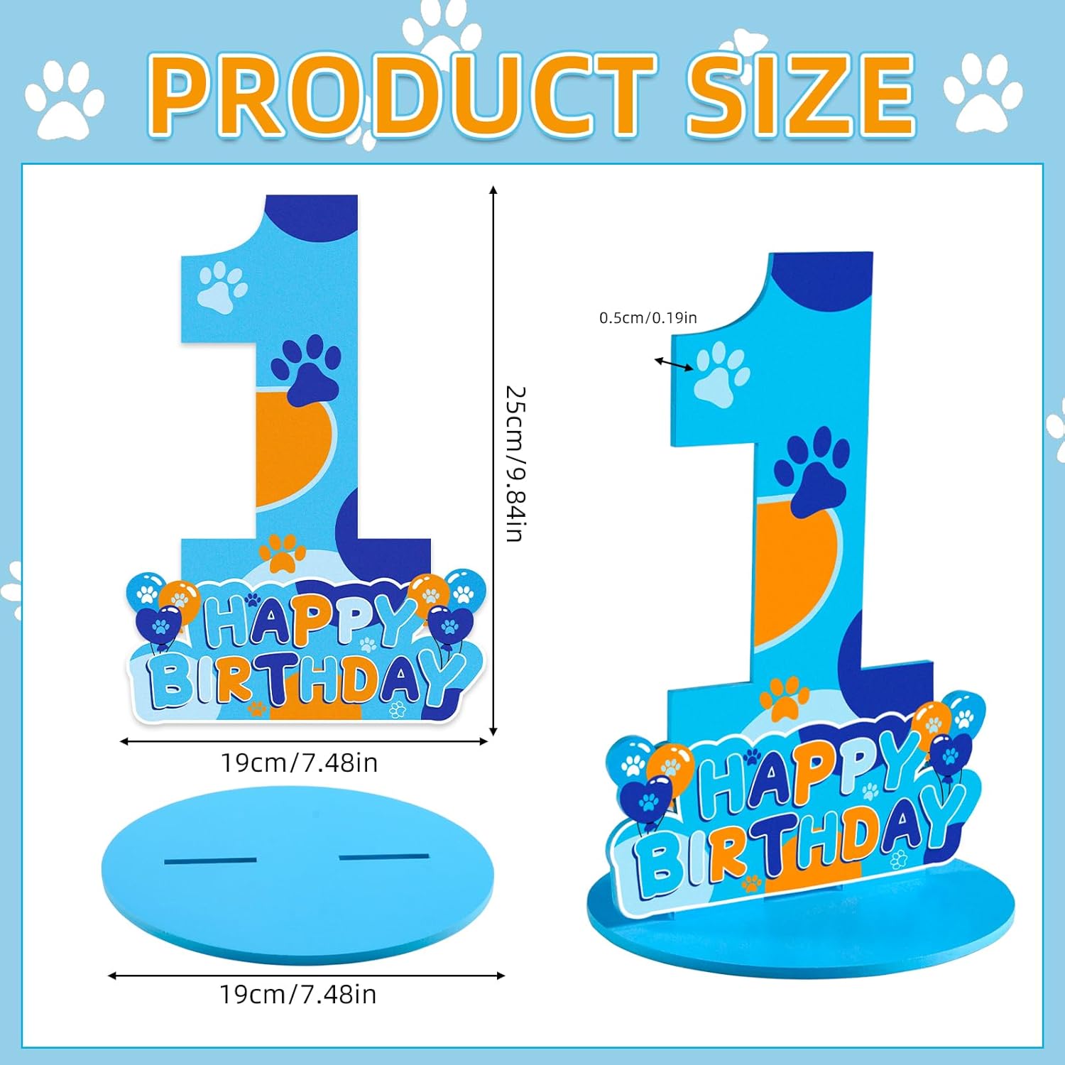Dog Paw 1st Birthday Centerpiece Number Sign Decorations