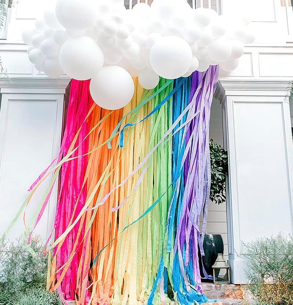 Binpeng 433ft Rainbow Crepe Paper Streamers for Parties