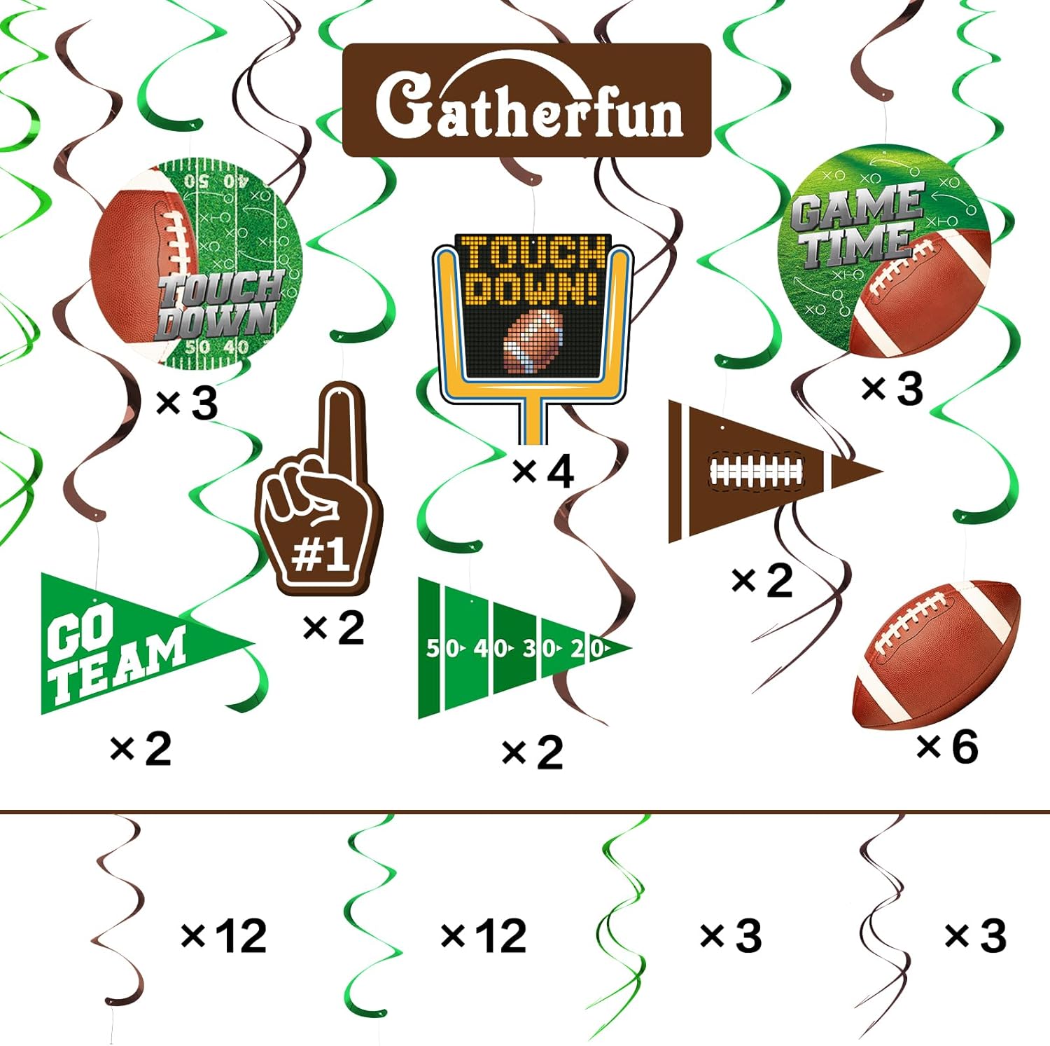 30 Piece Football Streamer Party Decorations