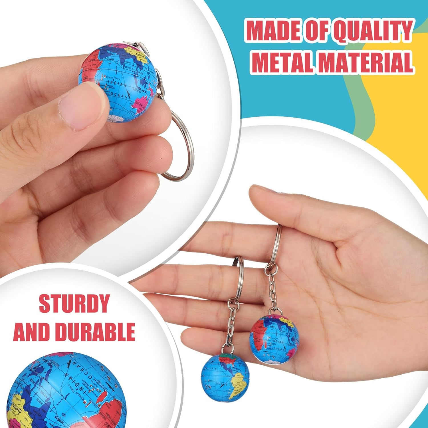 Oudain 24 Pcs Colorful Globe Keychains Bulk