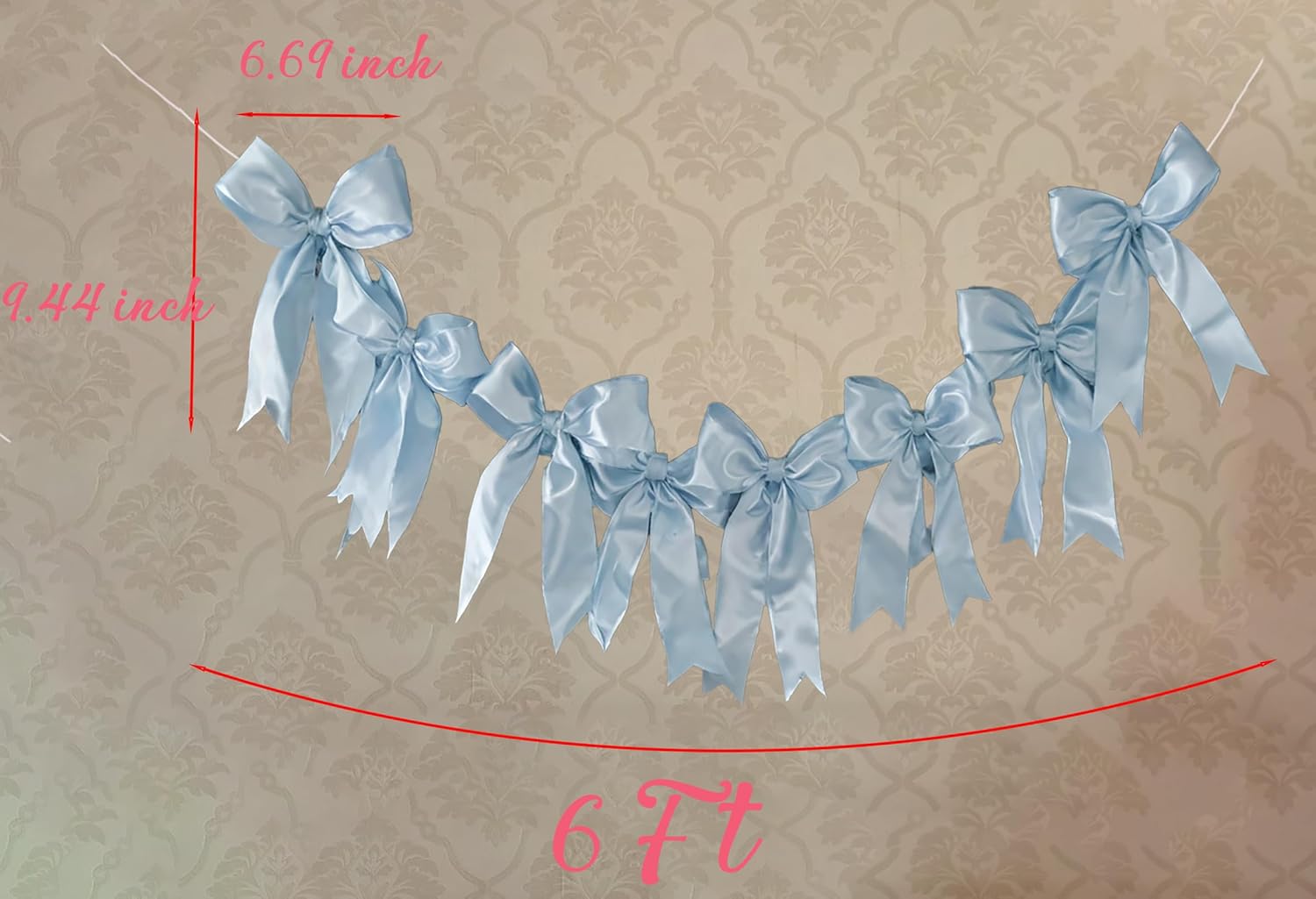 Blue Bow Garland Banner for Bachelorette Party Decor