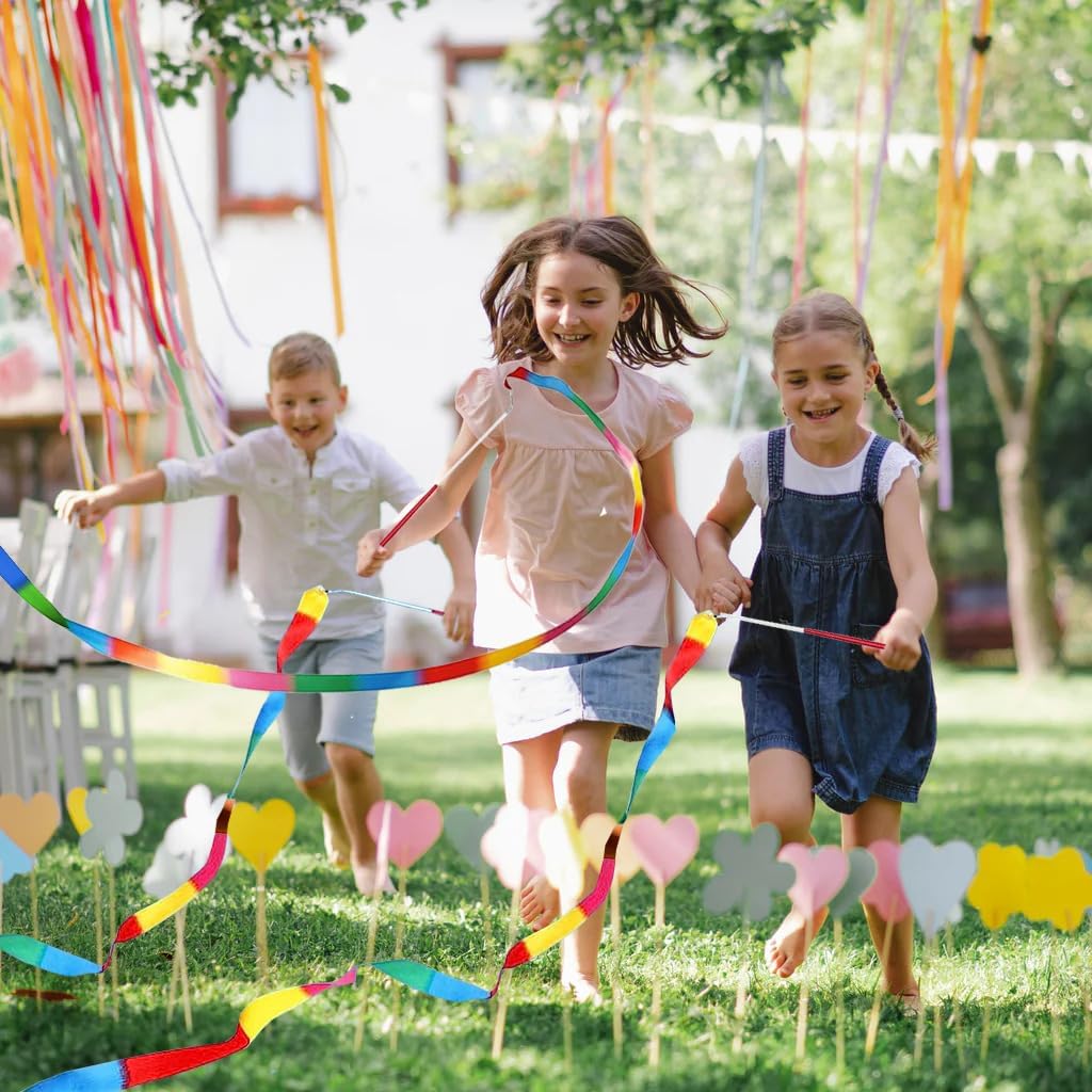 20Pack Rainbow Ribbon Streamers for Kids Party Supplies