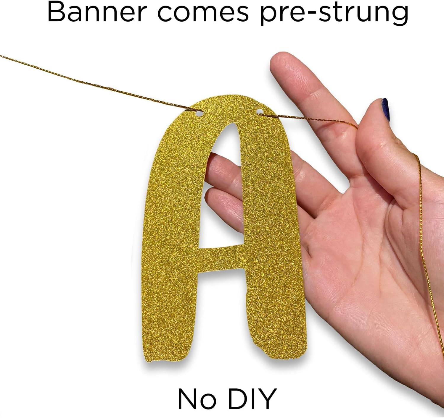 Goodbye Tension Hello Pension Gold Glitter Banner