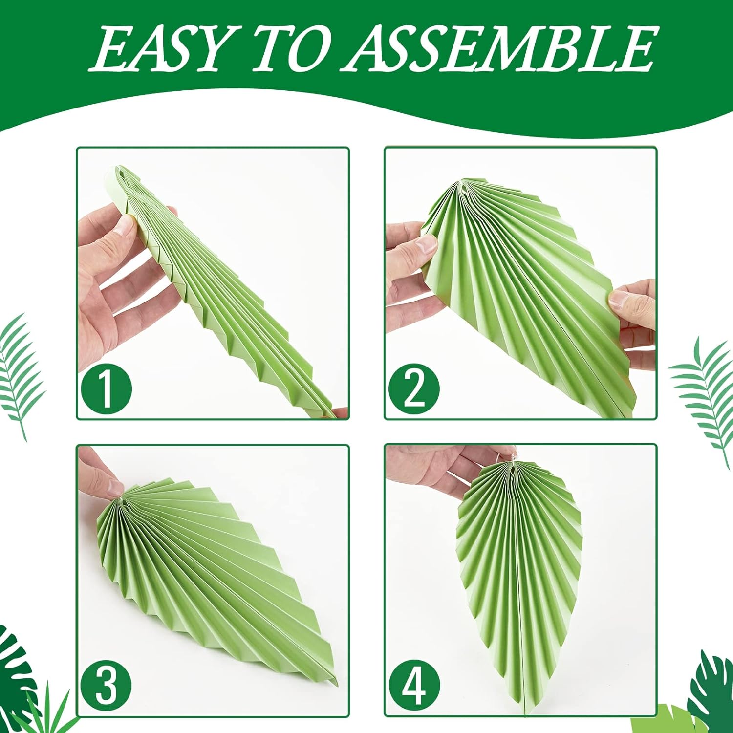 SUNBEAUTY Paper Fans Set of 9 Decor Green