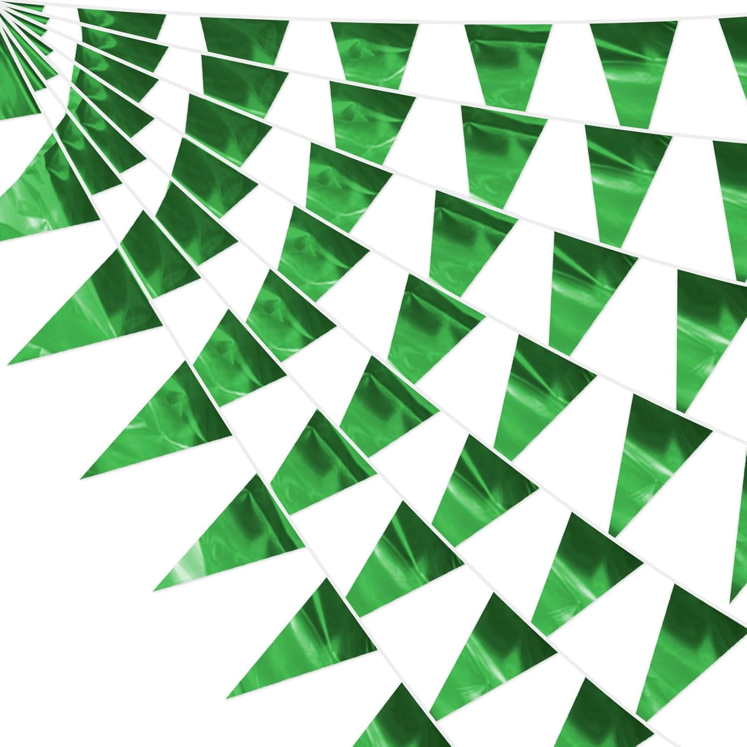 65FT Green Glitter Triangle Pennant Banner Garland for Parties