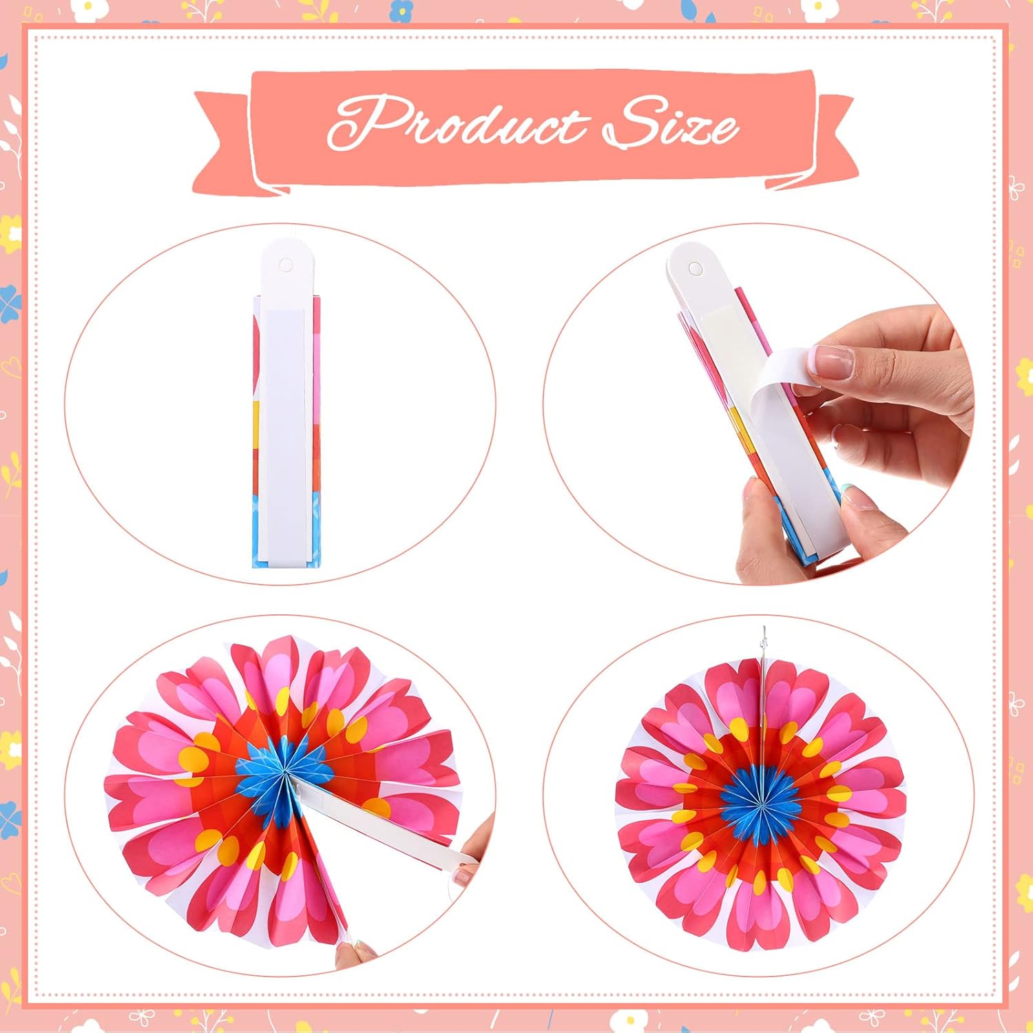 Outus Spring Flower Fan Decorations 9 Pcs Set