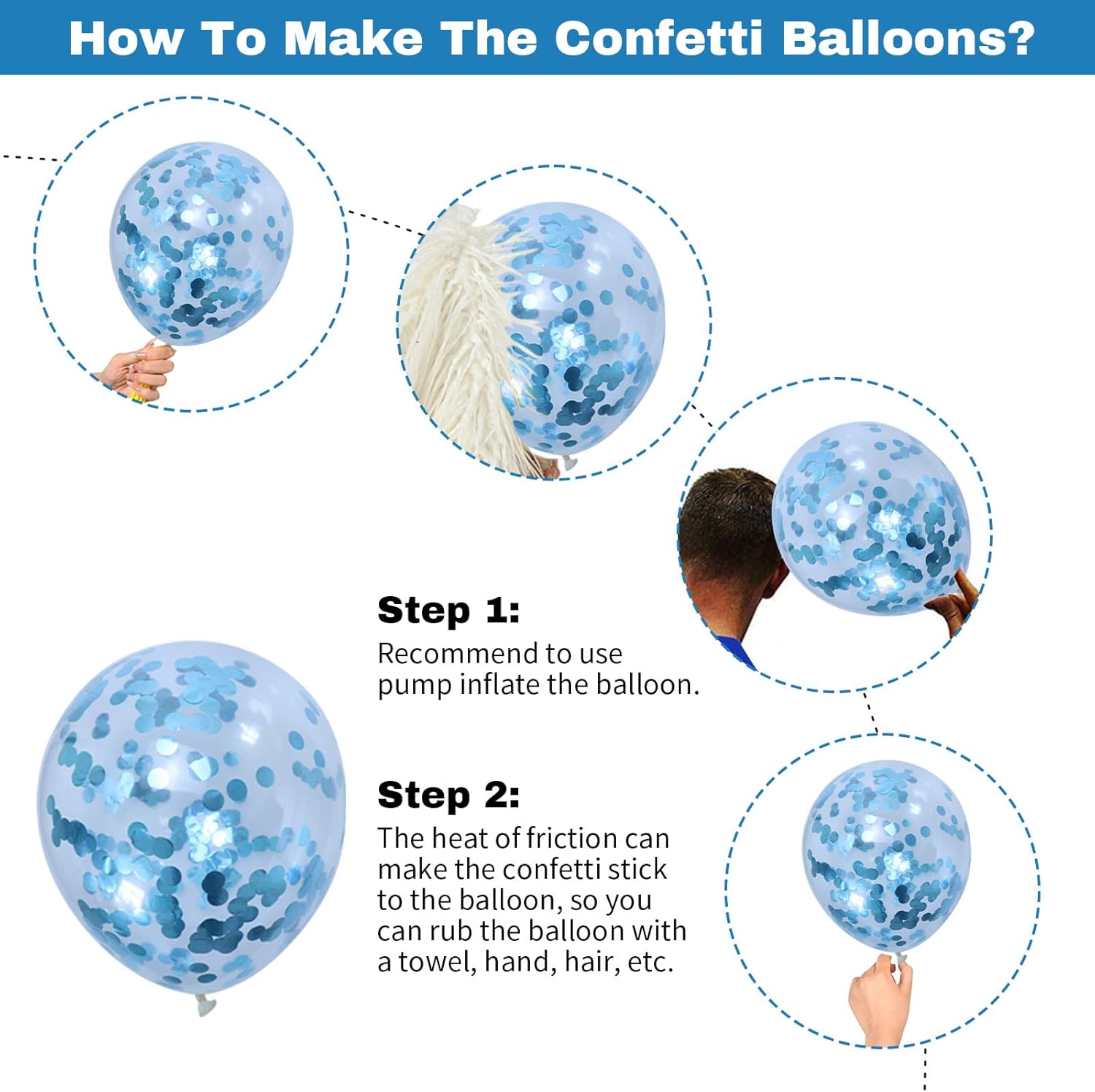 60 Pcs Blue Silver Balloons Party Decor Set