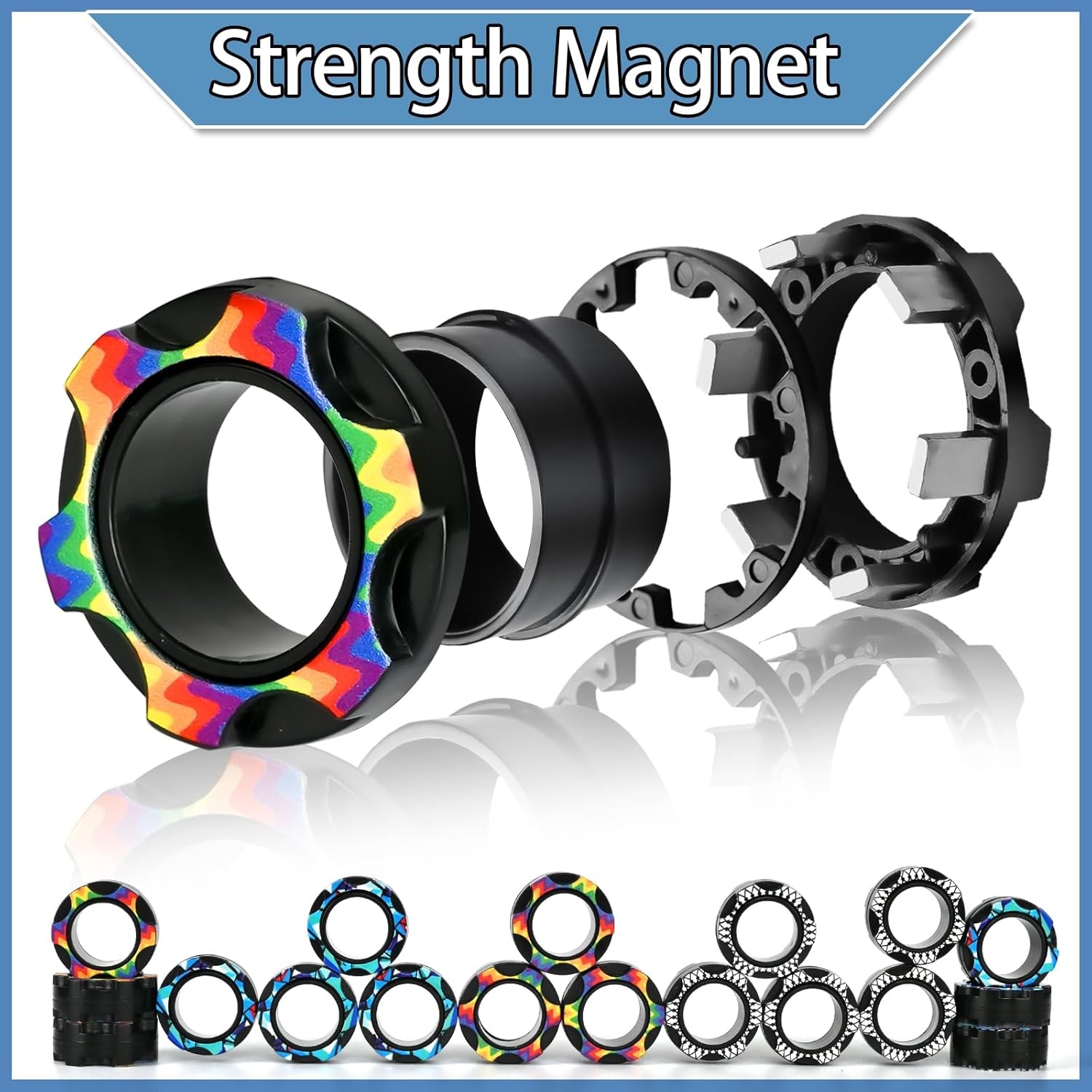 18PCS Magnetic Fidget Ring Set for Adults and Kids