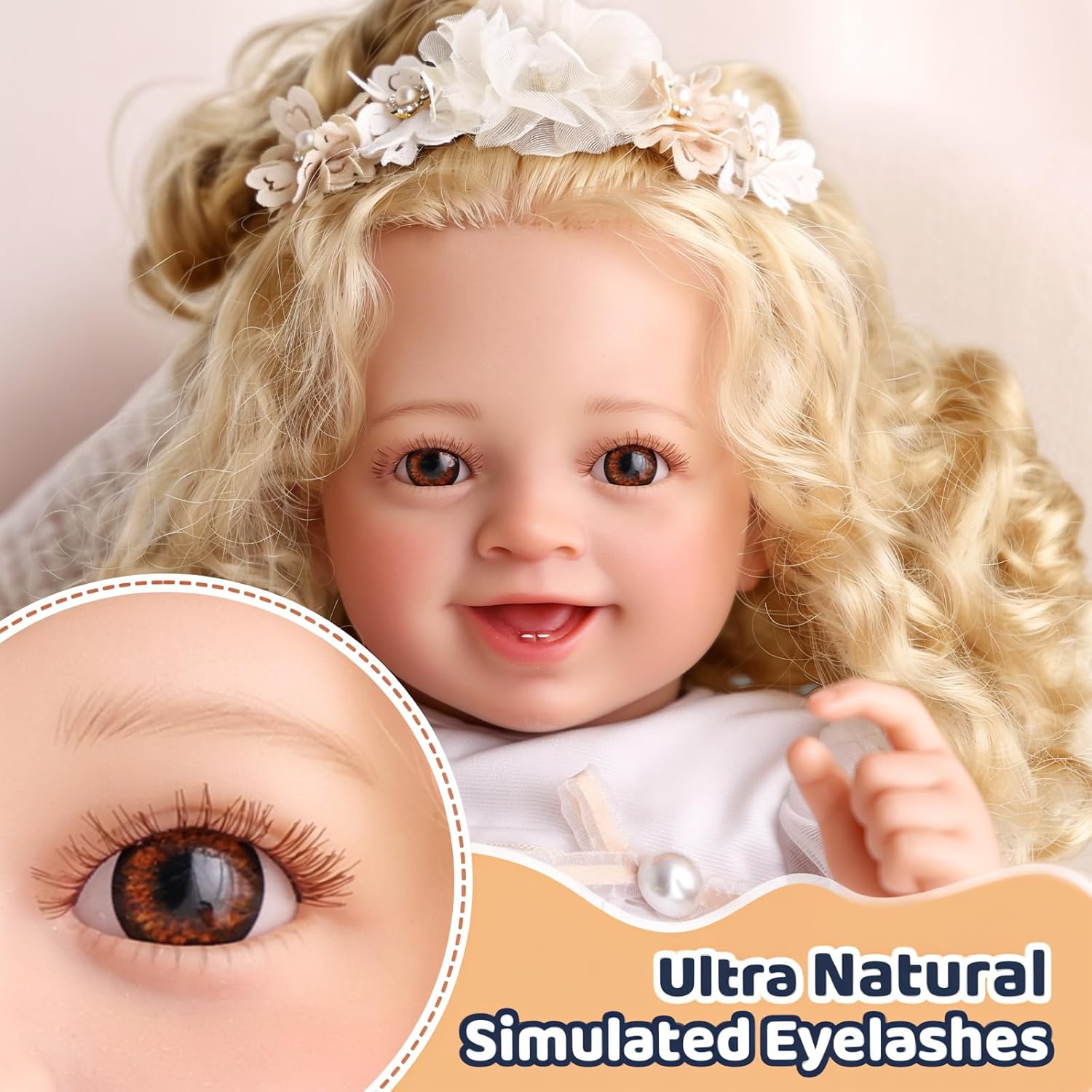BABESIDE Lifelike 20 Inch Newborn Baby Doll Blond Girl