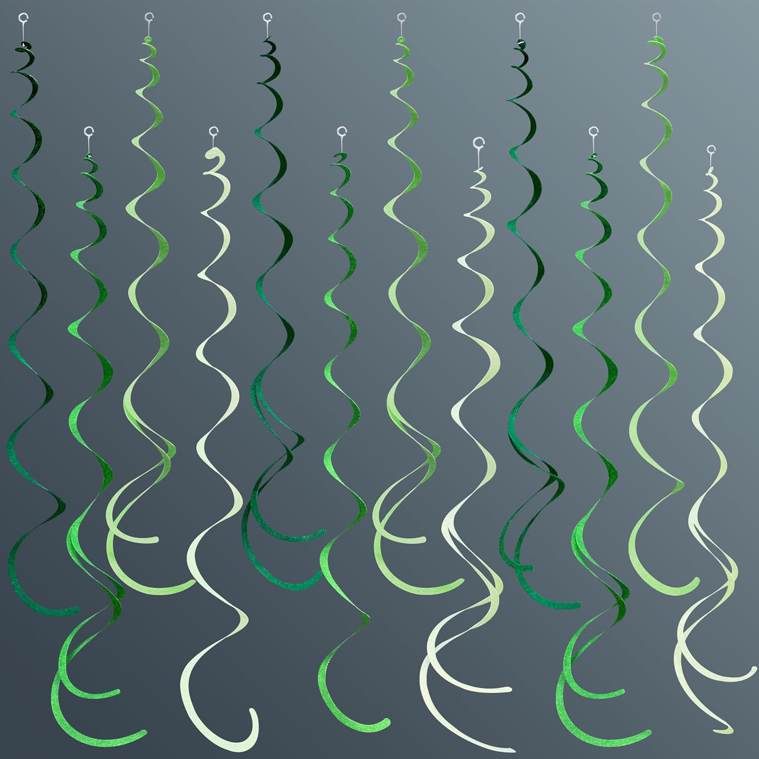 36Pcs Ombre Green Felt Swirl Streamer Ceiling Garland