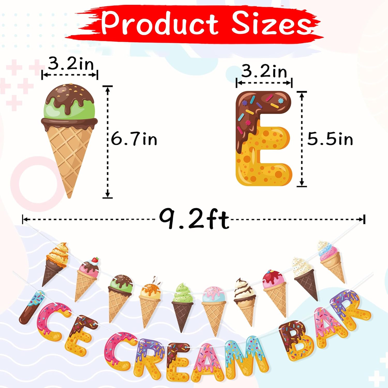 Ice Cream Bar Banner Garland Party Decor
