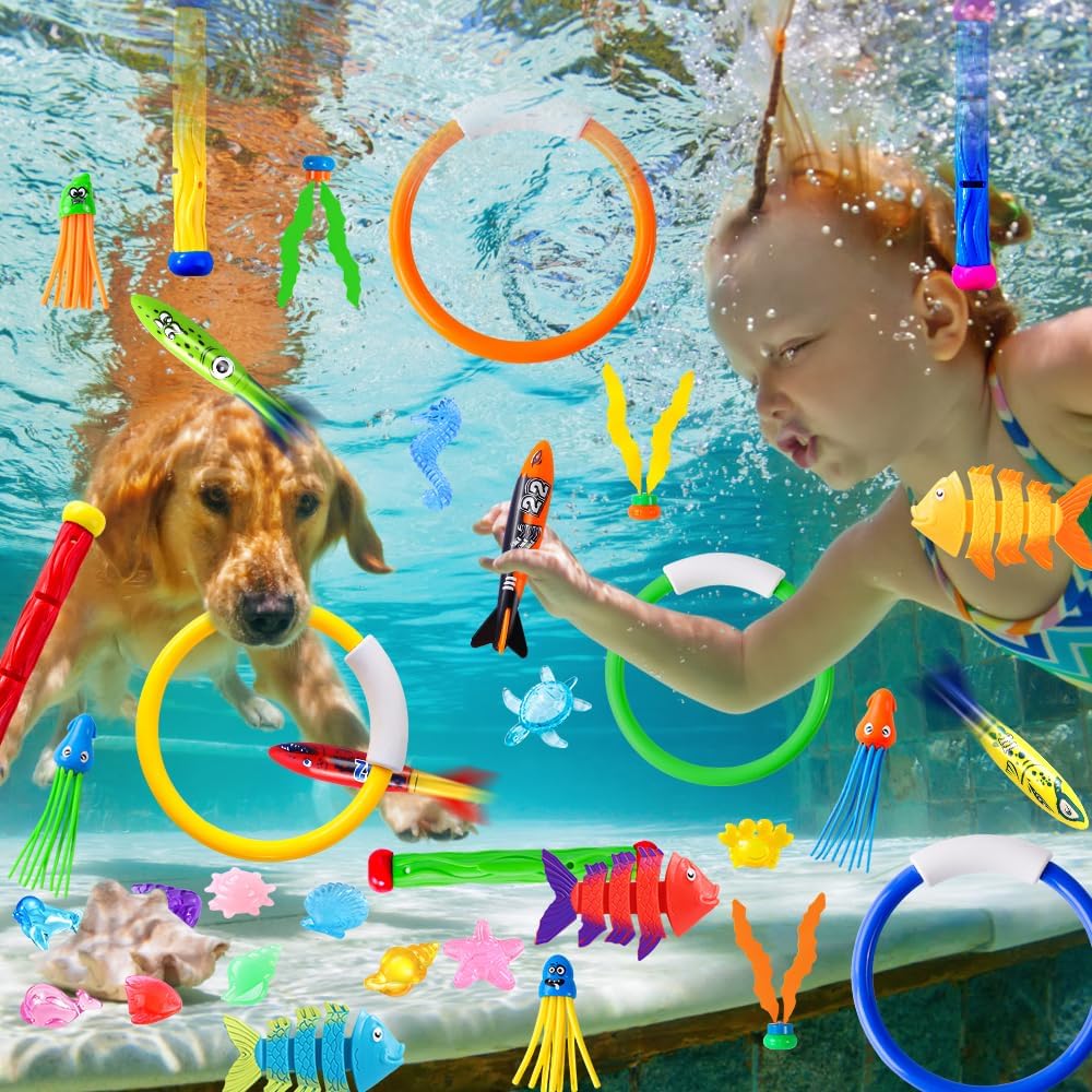 YUJUN 35PCS Pool Diving Toy Set for Kids