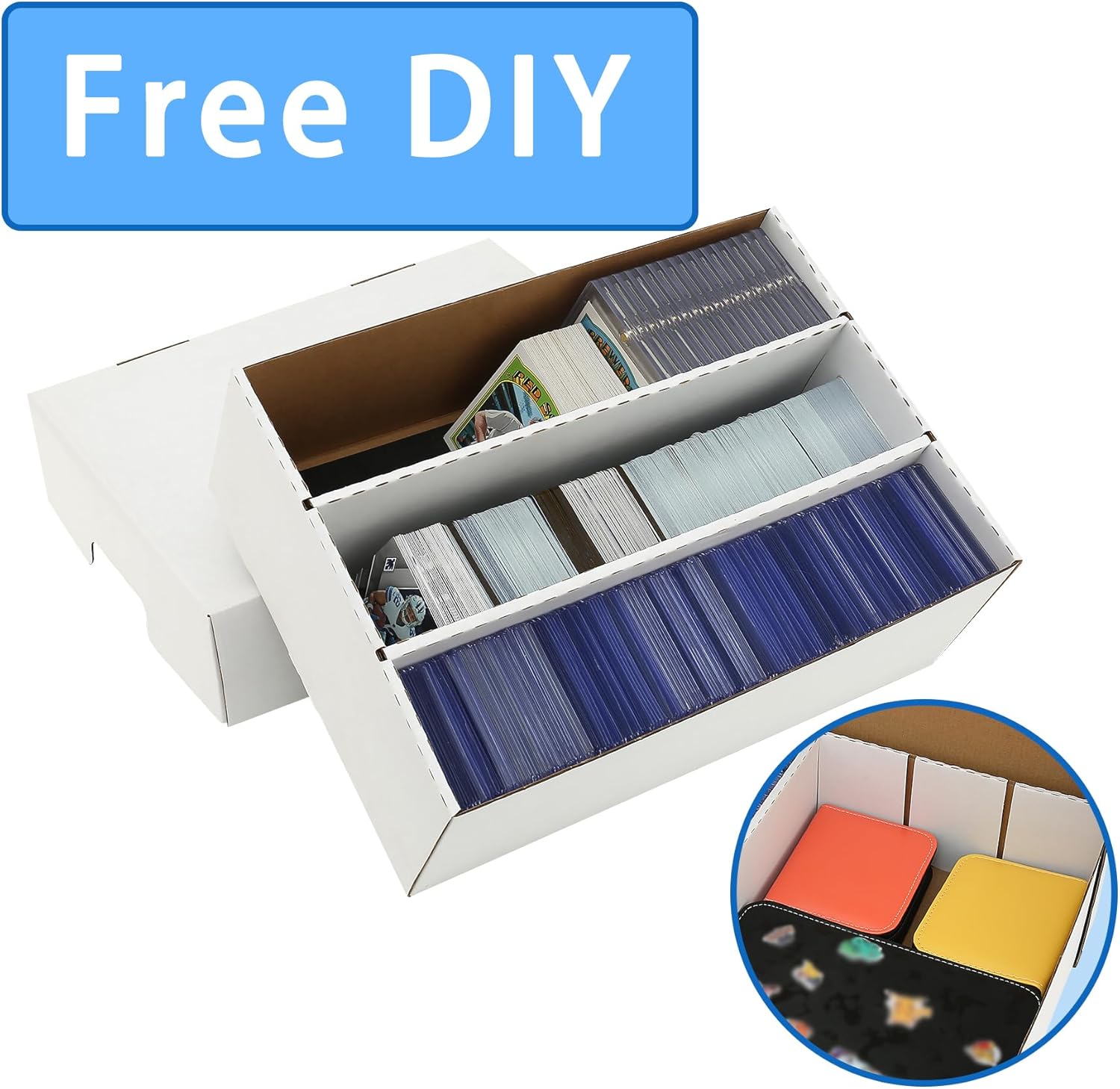 MZONGZI Sports Card Storage Box 2400 Count with 8 Dividers