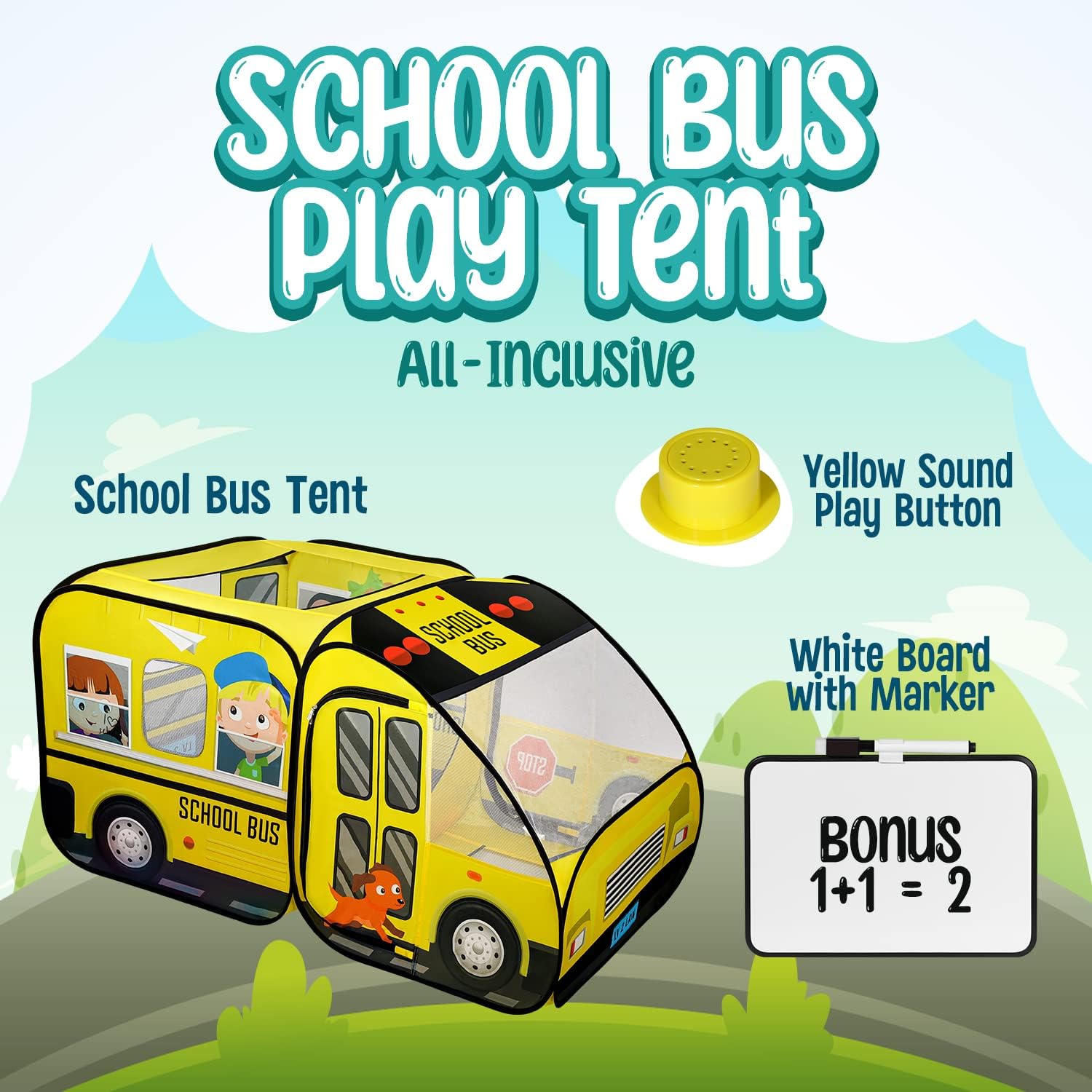 Kiddzery School Bus Pop Up Play Tent for Kids