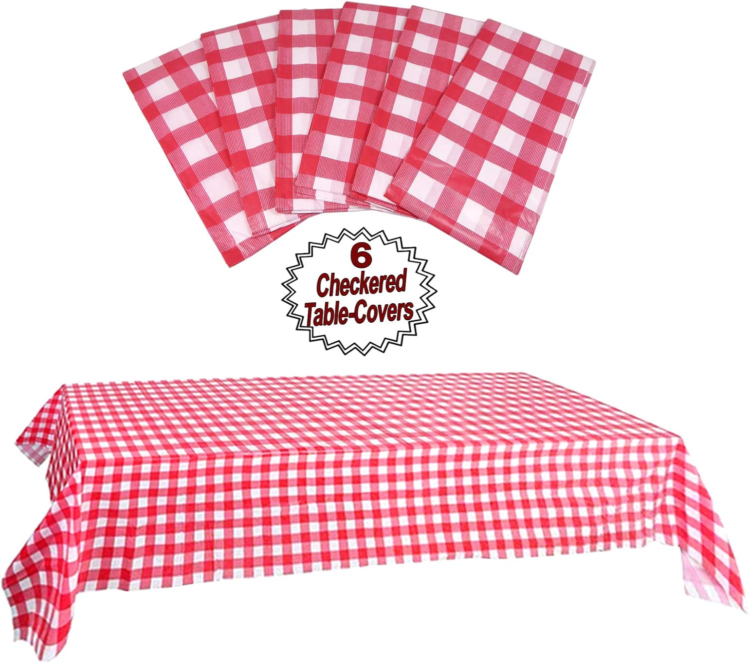 AnapoliZ Plastic Checkered Tablecloth 6 Pcs Pack