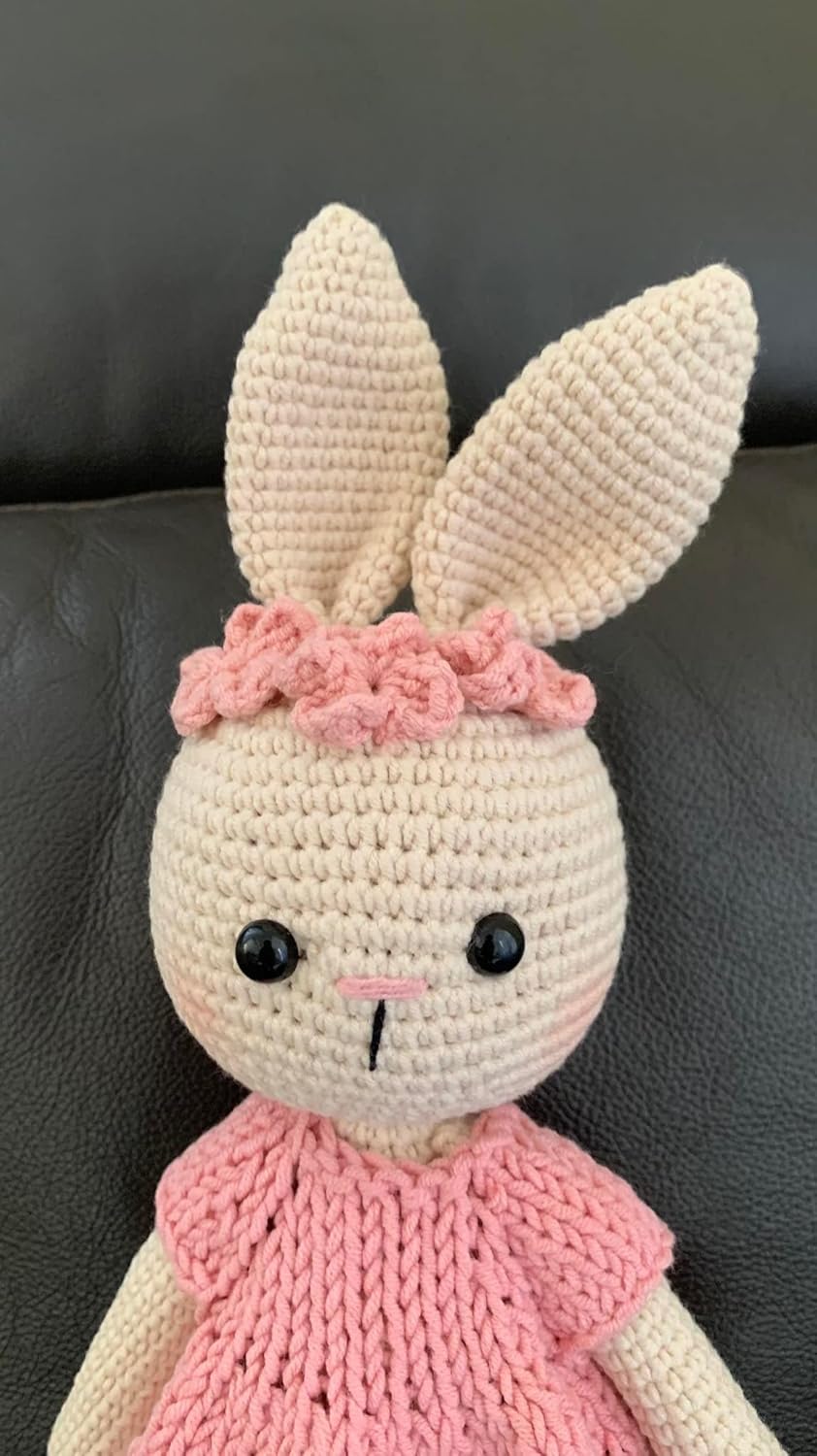 Bunny Girl Pink Dress Handmade Crochet Plushie Doll