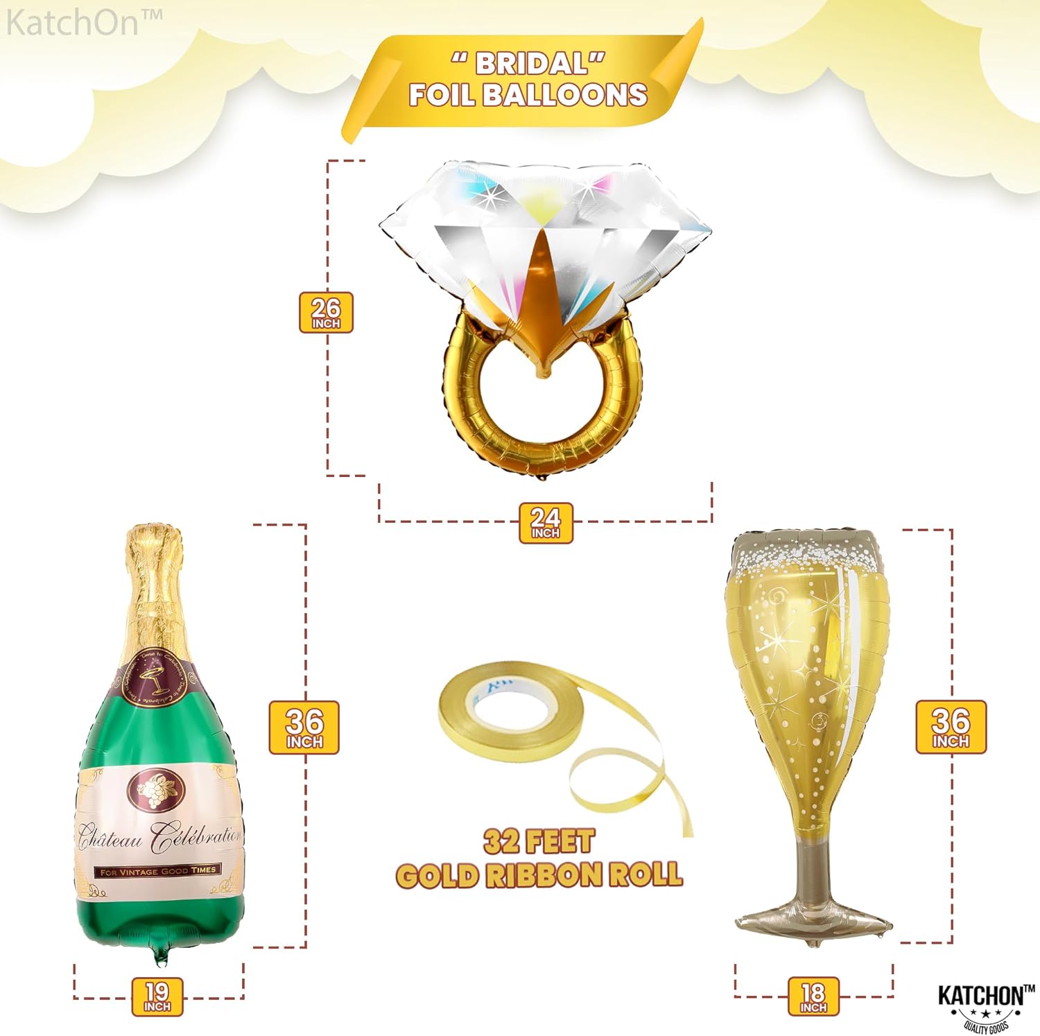 KatchOn Yay Engaged Balloons Set - 37 Inch Pack of 13