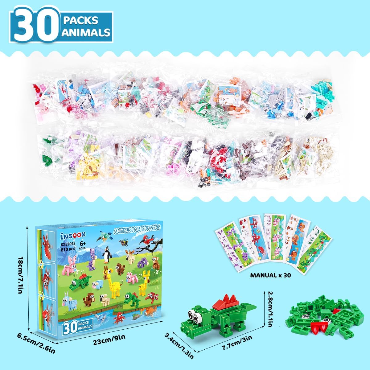 30 Packs Animal Party Favors for Kids