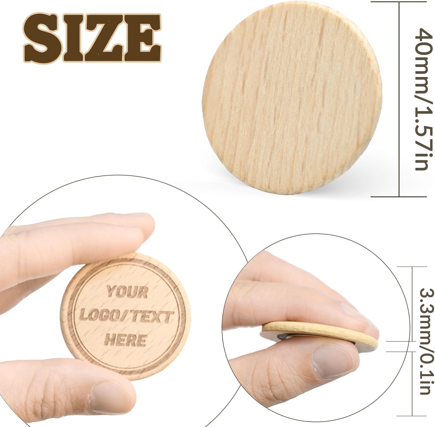Custom Wooden Drink Tokens with Logo Engraving
