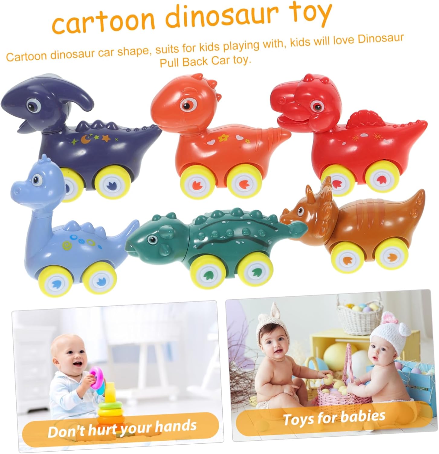 VOSAREA 6pcs Dinosaur Car Toy for Kids