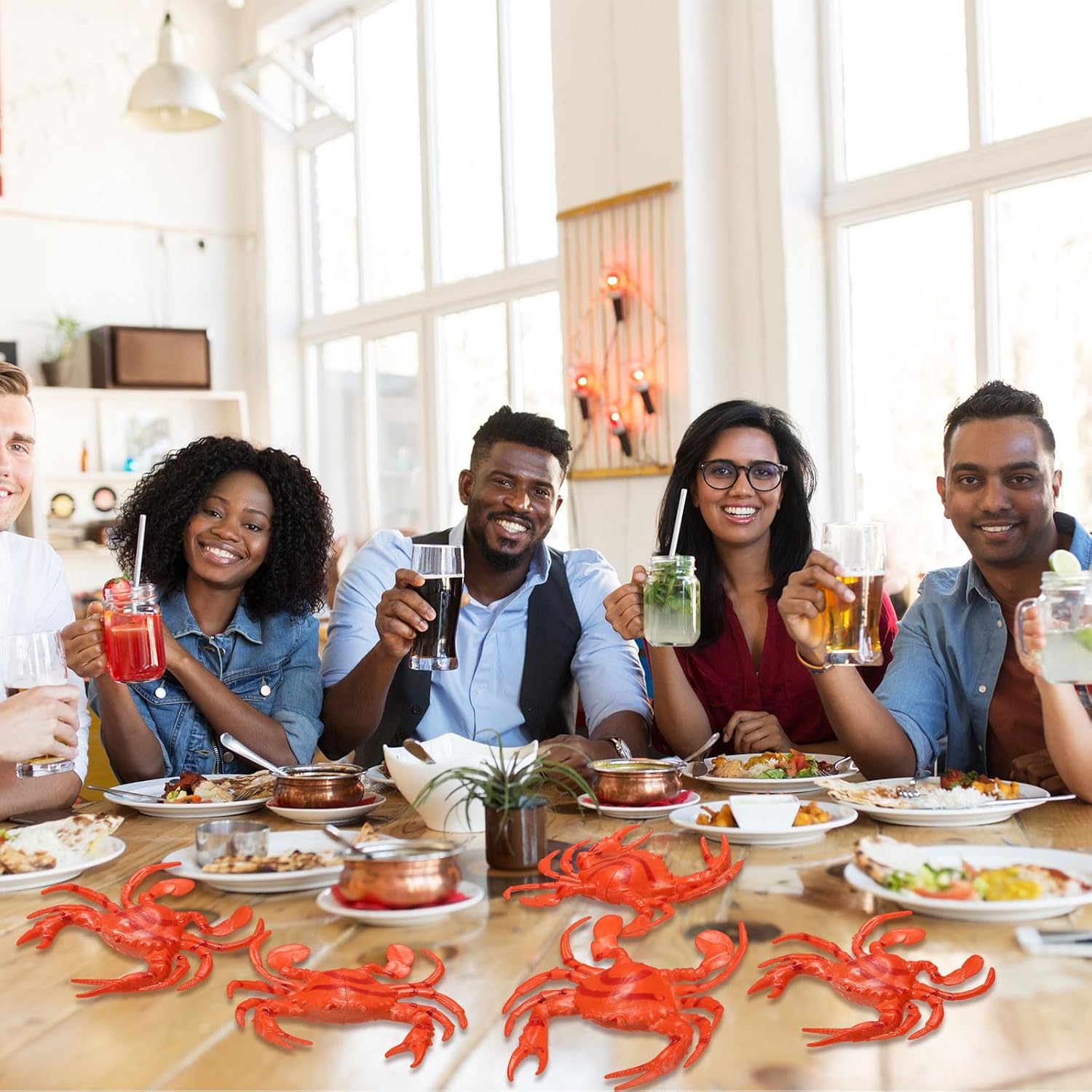 Poen 24 Pcs Realistic Plastic Crab Decorations