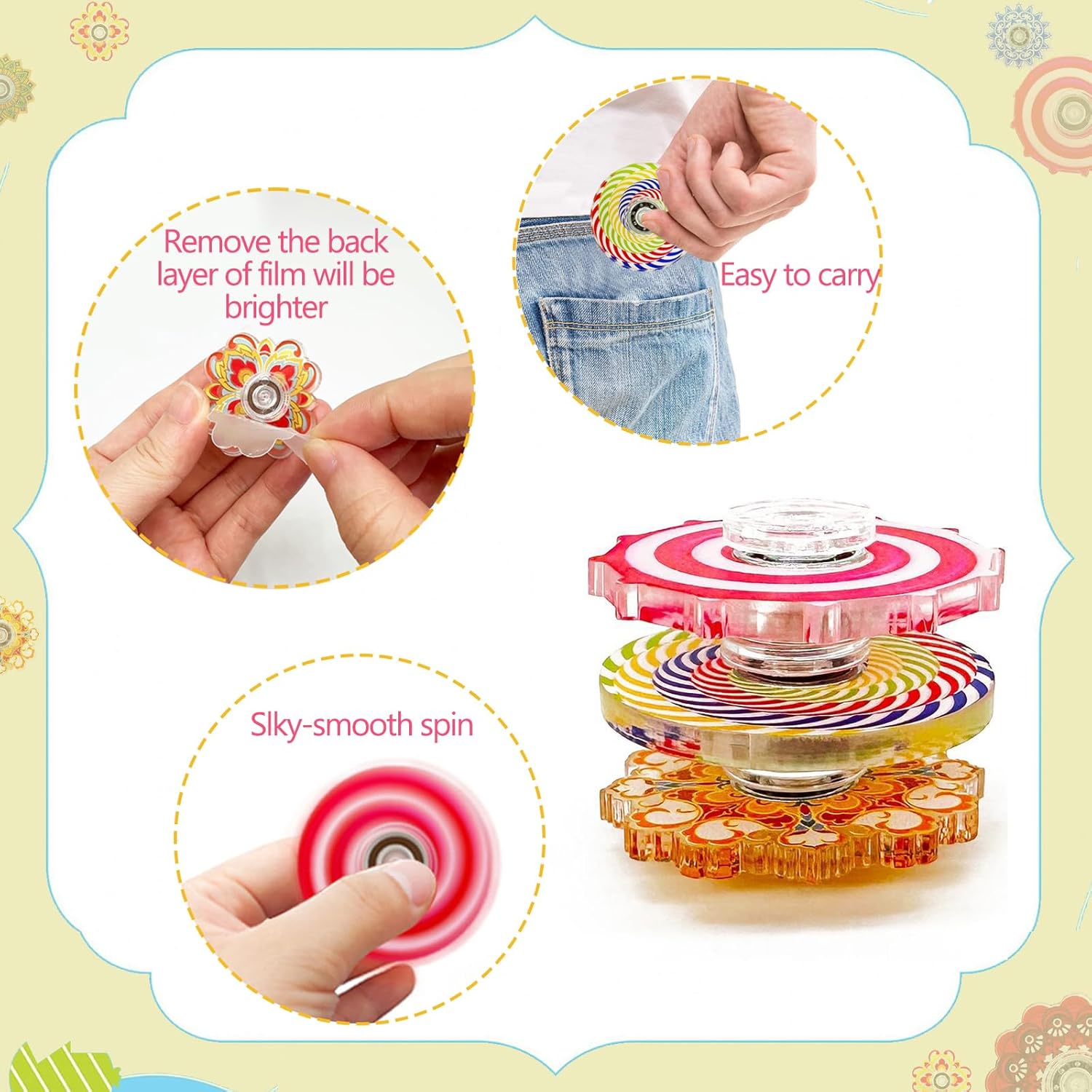 40 Pack Mini Fidget Spinners for Kids Teens Adults