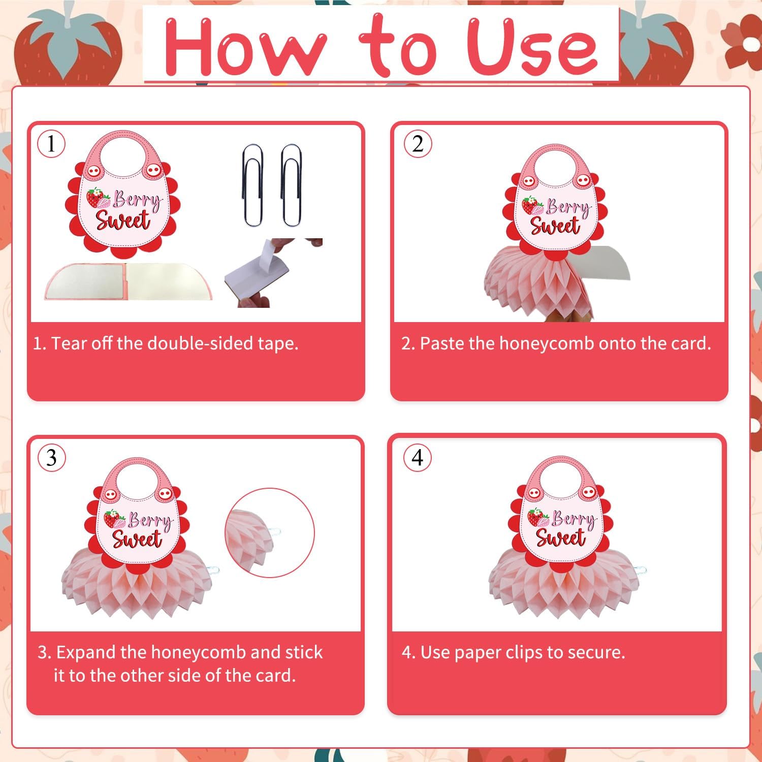 Strawberry Baby Shower Decorations 9PCS