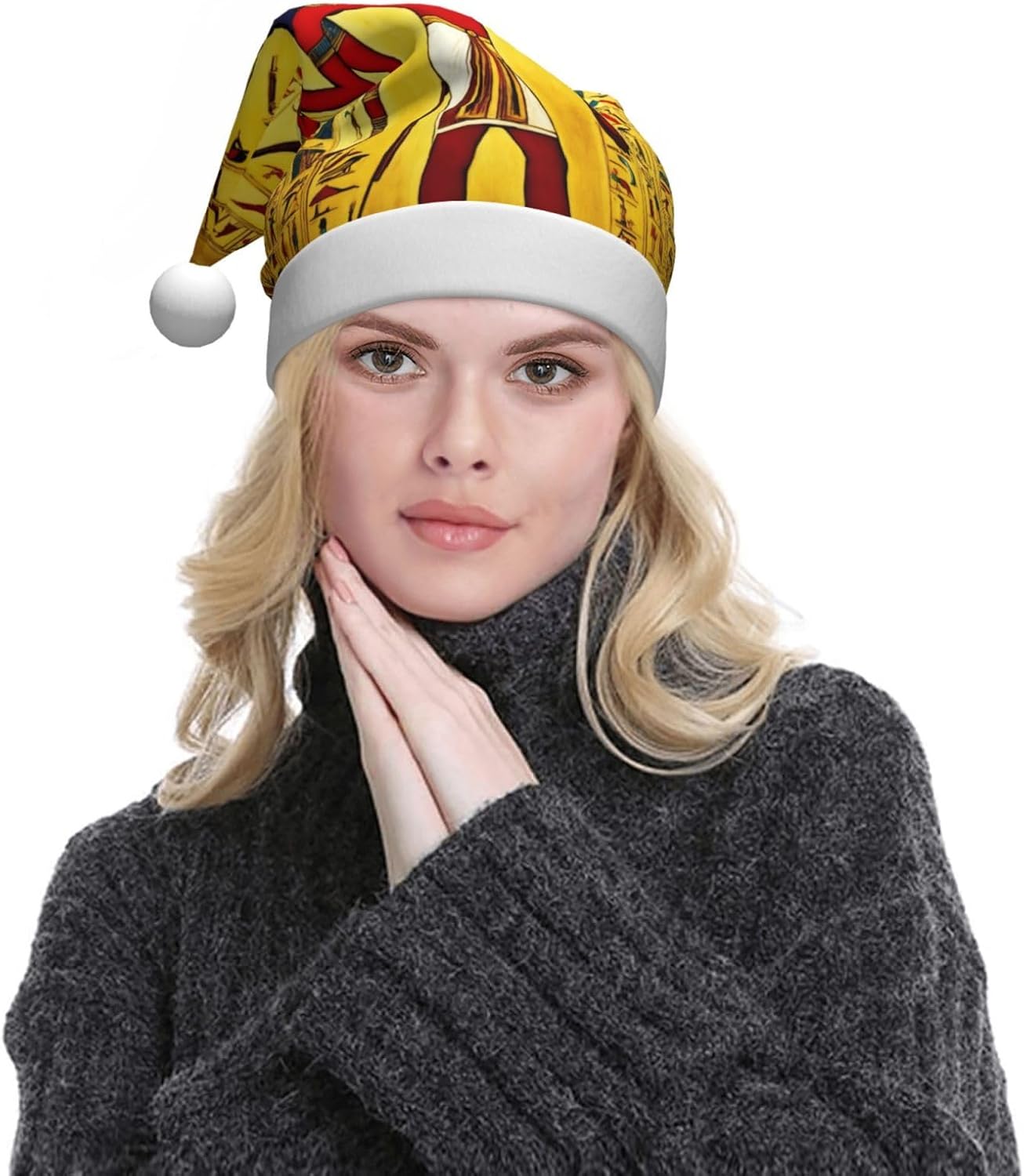 Ancient Egypt Design Christmas Santa Hat Plush for Adults